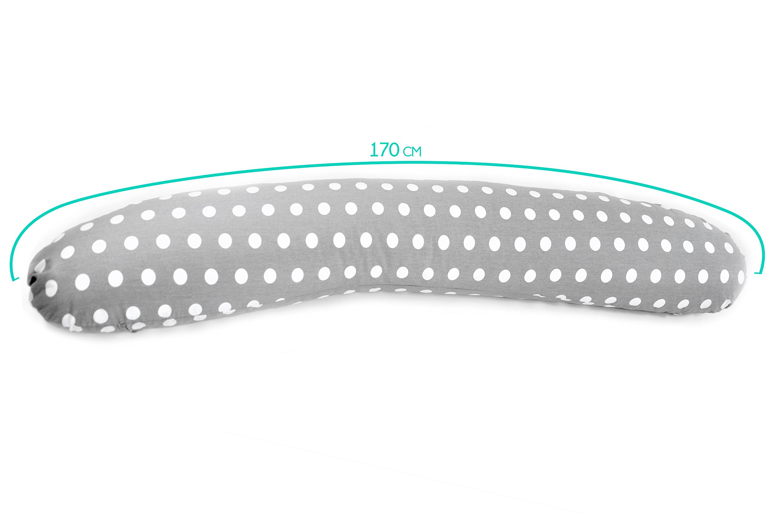 ekm trade 170cm XXL Stillkissen Schwangerschaftskissen Lagerungskissen Seitenschläferkissen große Farbwahl Handmade Baumwolle 100% aus Zertifizierte Materialien (7 – Weiß – Mäuse)