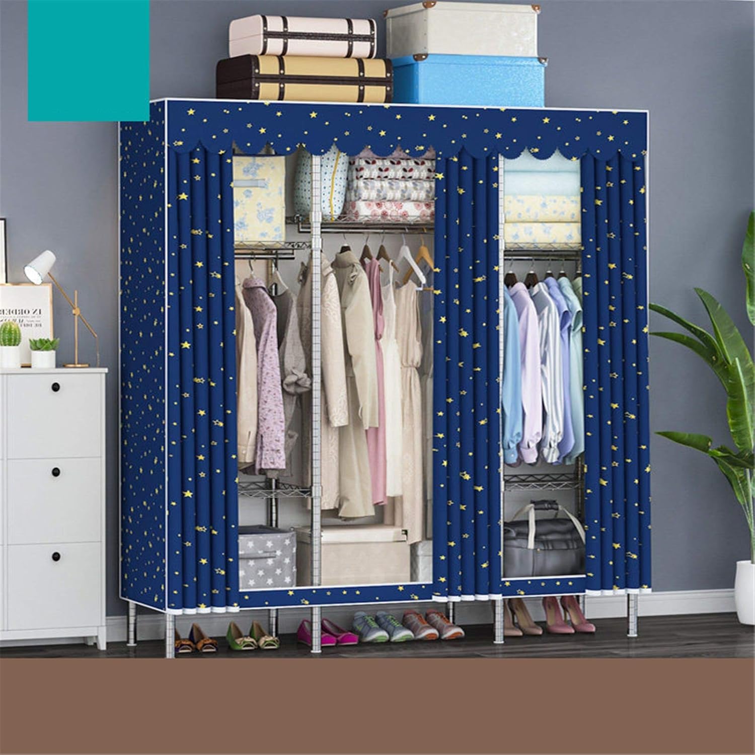 ワードローブ クローゼット 一体折りたたみ式 収納 扉付き 洋服ダンス