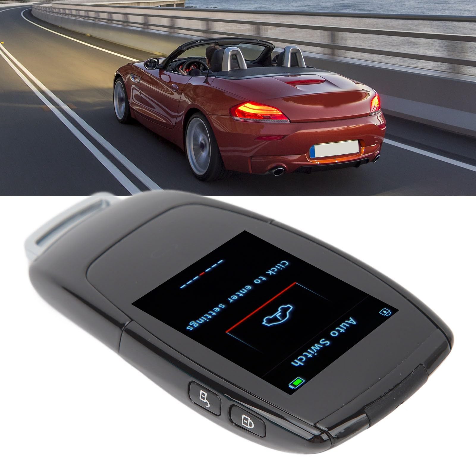 Llave LCD inteligente PolyGen con conexión Bluetooth 5.0, tiempo de espera prolongado, cómoda entrada sin llave, llavero universal con pantalla LCD para vehículos con pulsador