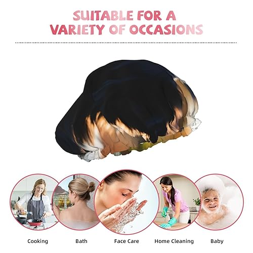 Miniatura 9 de Cute Dog Print Shower Cap,Elastic And Reusable Bath Hair Hat For Long Hair,Large Waterproof Shower Bonnet,For Women Men Kids