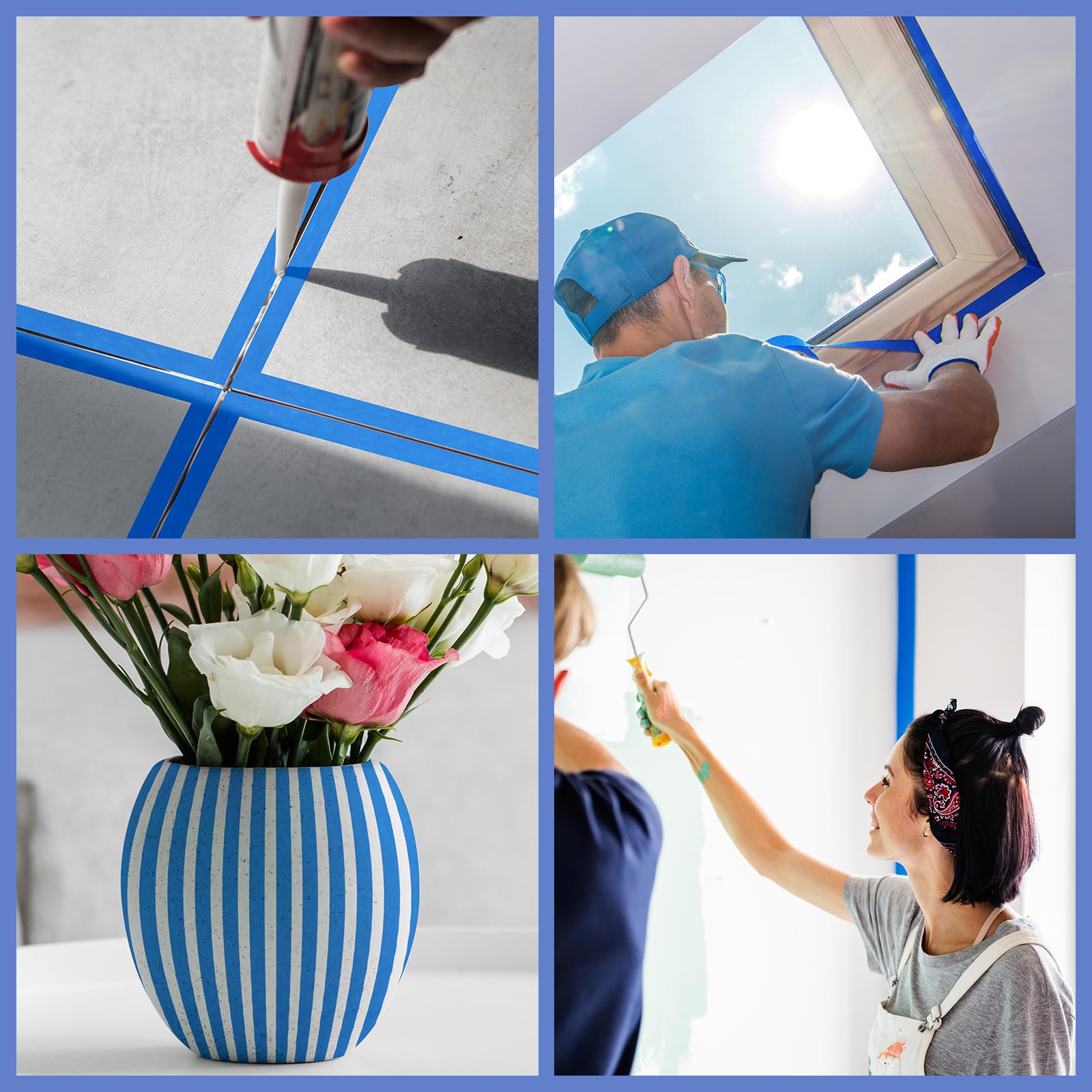 20 rotoli di nastro da pittore blu da 2,5 cm x 2,4 cm x 45,7 m, confezione grande, nastro coprente blu per pareti e bordi, 100 m, per uso domestico