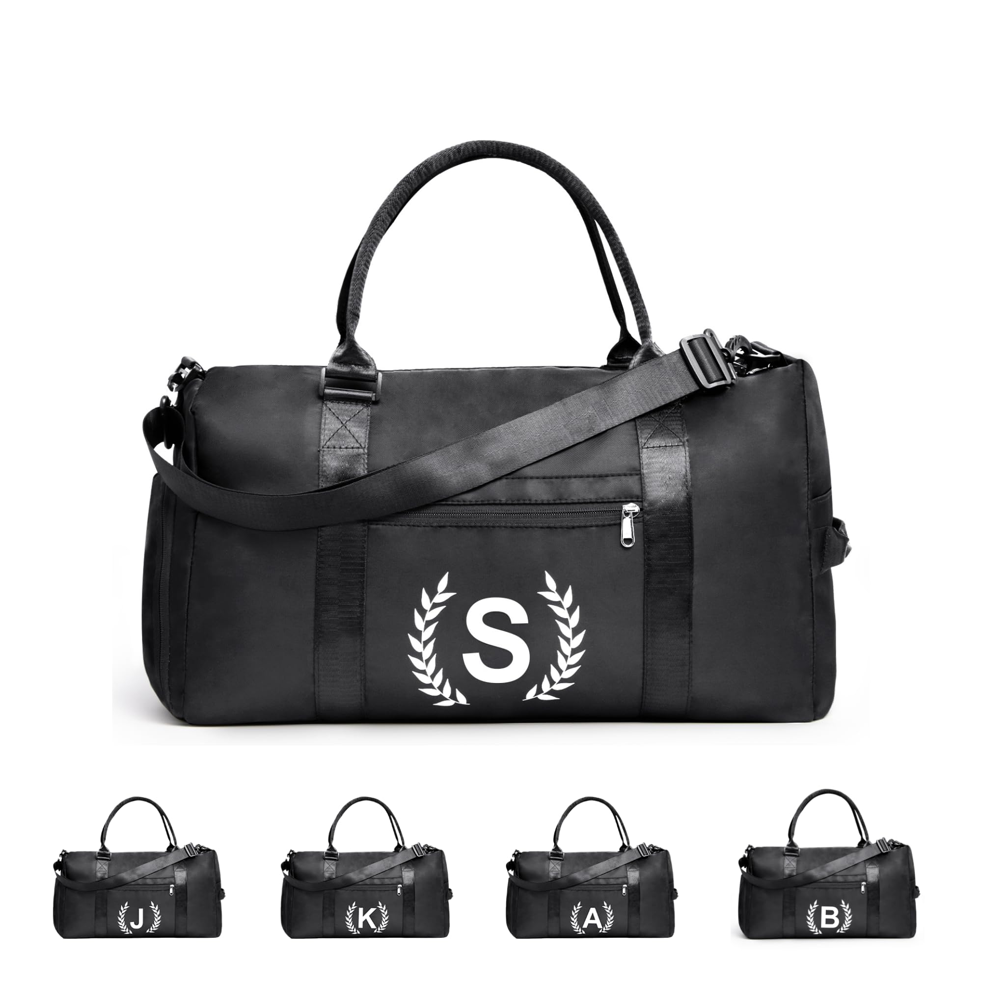 Gym Bag for Women & Men, Fitness Workout Sports Travel Duffle Bag with Wet Pocket & Shoes Compartment, Great Present for Gym Lovers Jet Black