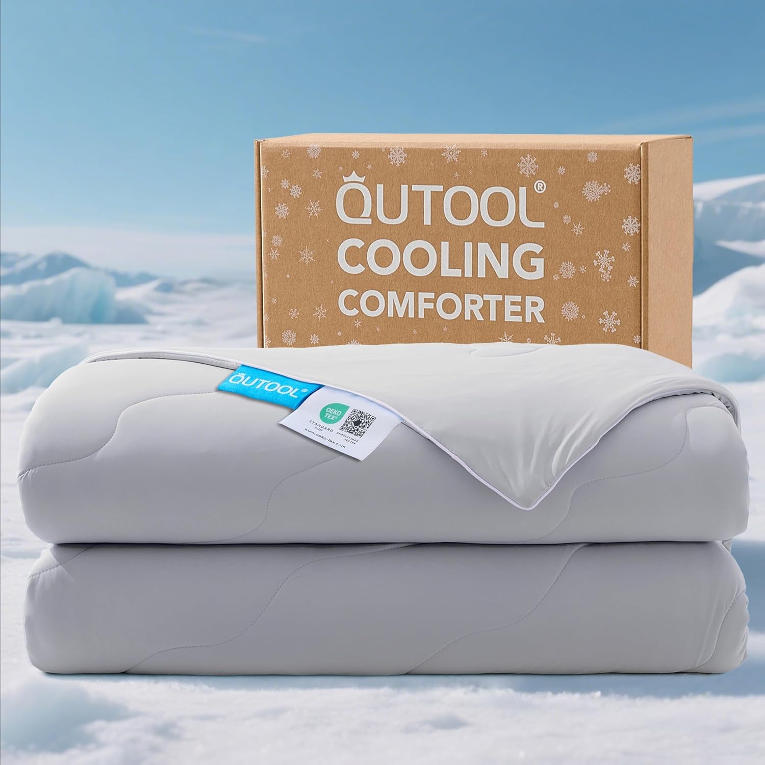 QUTOOL Cooling Blanket for Night Sweats Lightweight Cooling Comforter Summer Quilt With Q-Max>0.4 Cool Tech Fabric Dual-Sided Breathable Summer Blanket for Hot Sleepers, Sofa Bed,Grey,200 * 220cm