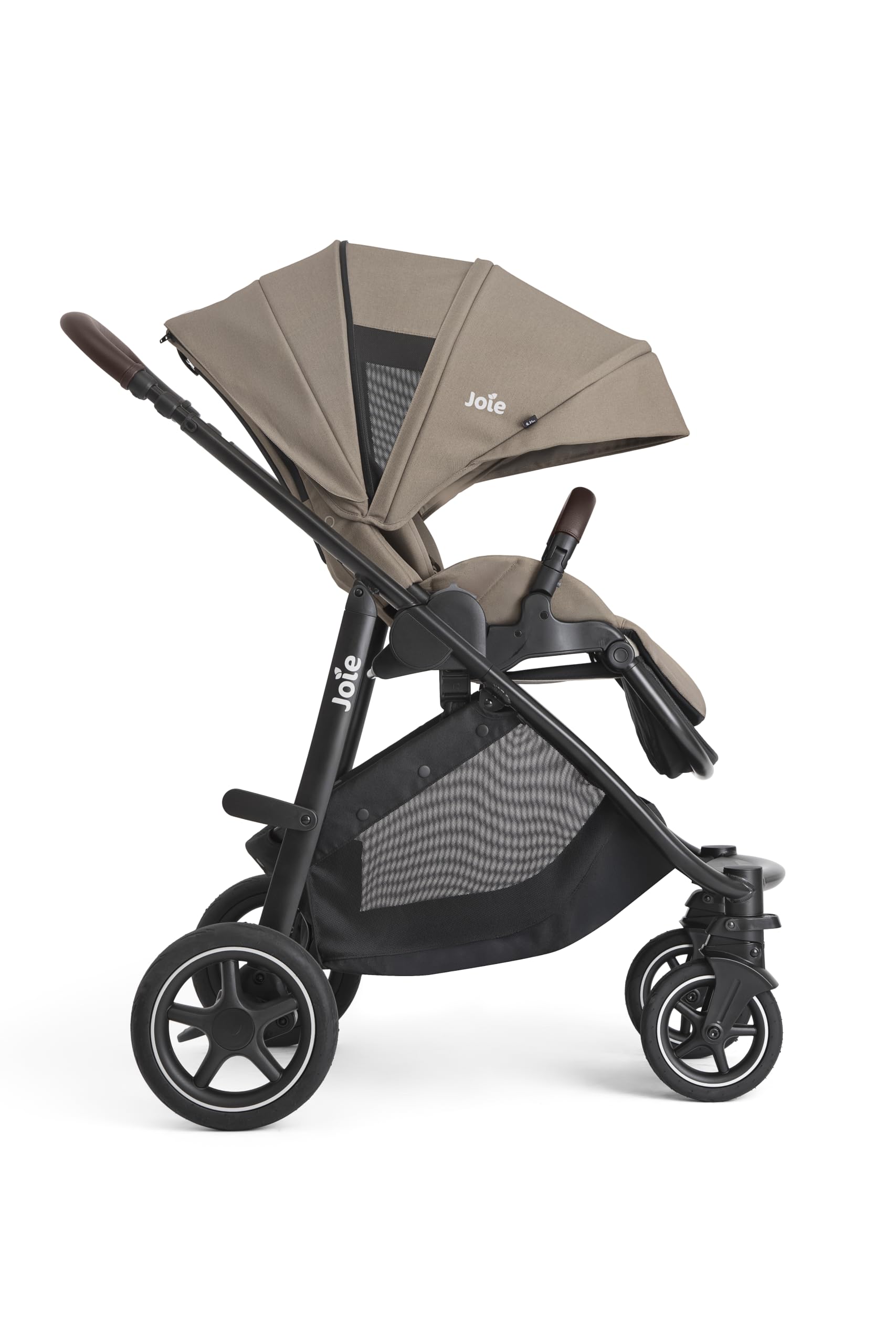 JOIE – VERSATRAX – Poussette naissance à 22 kg – Assise Réversible – Pliage 1 main – Roues Anti-Crevaison – Compatible Coque, nacelle – Habillage pluie, adaptateurs et porte-gobelet inclus – Cashew