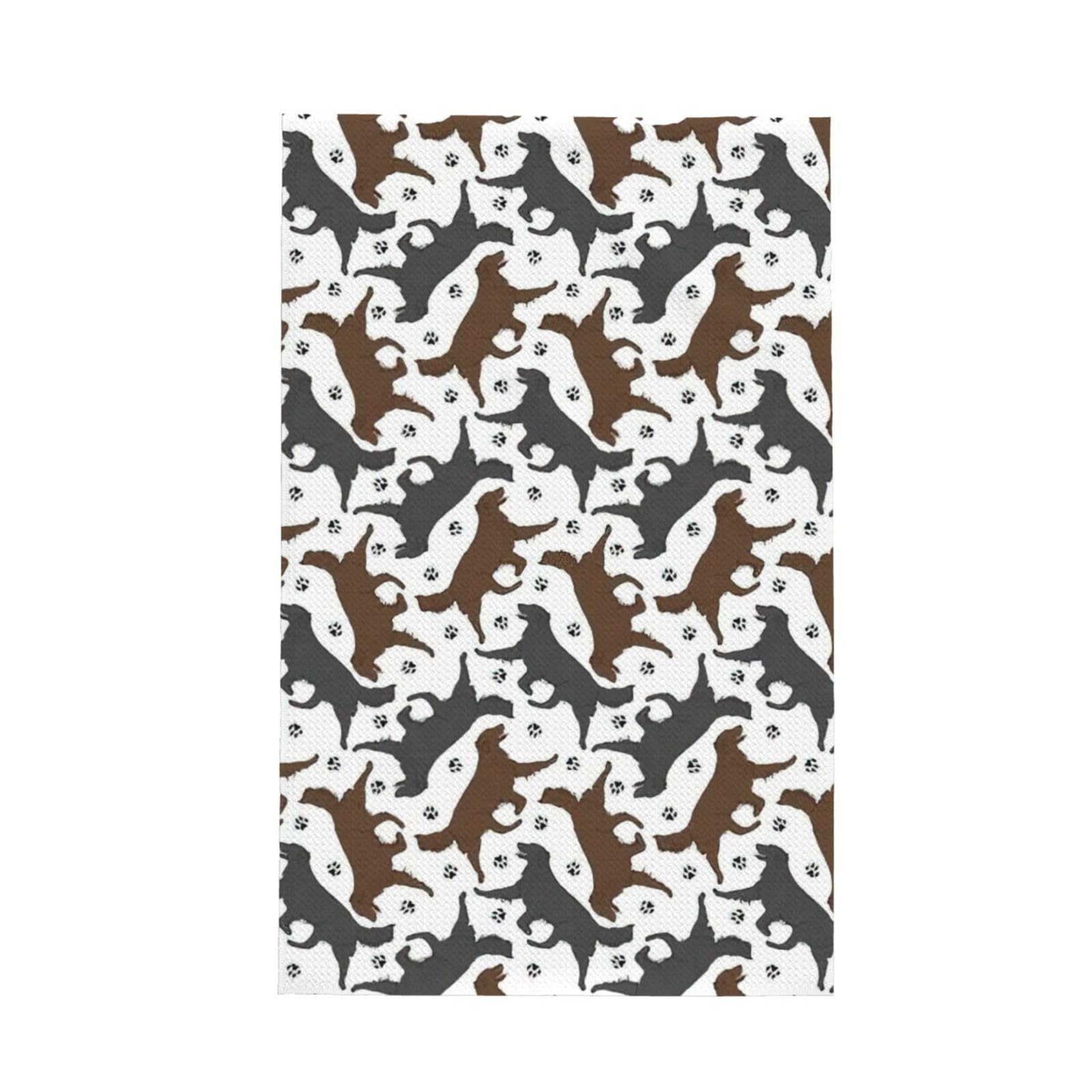 CKGODGF Trotting Flat Coated Retrievers Paw Print Absorbent Waffle Dishcloths,Kitchen Towels With Hanging Loops,Tea Towels.