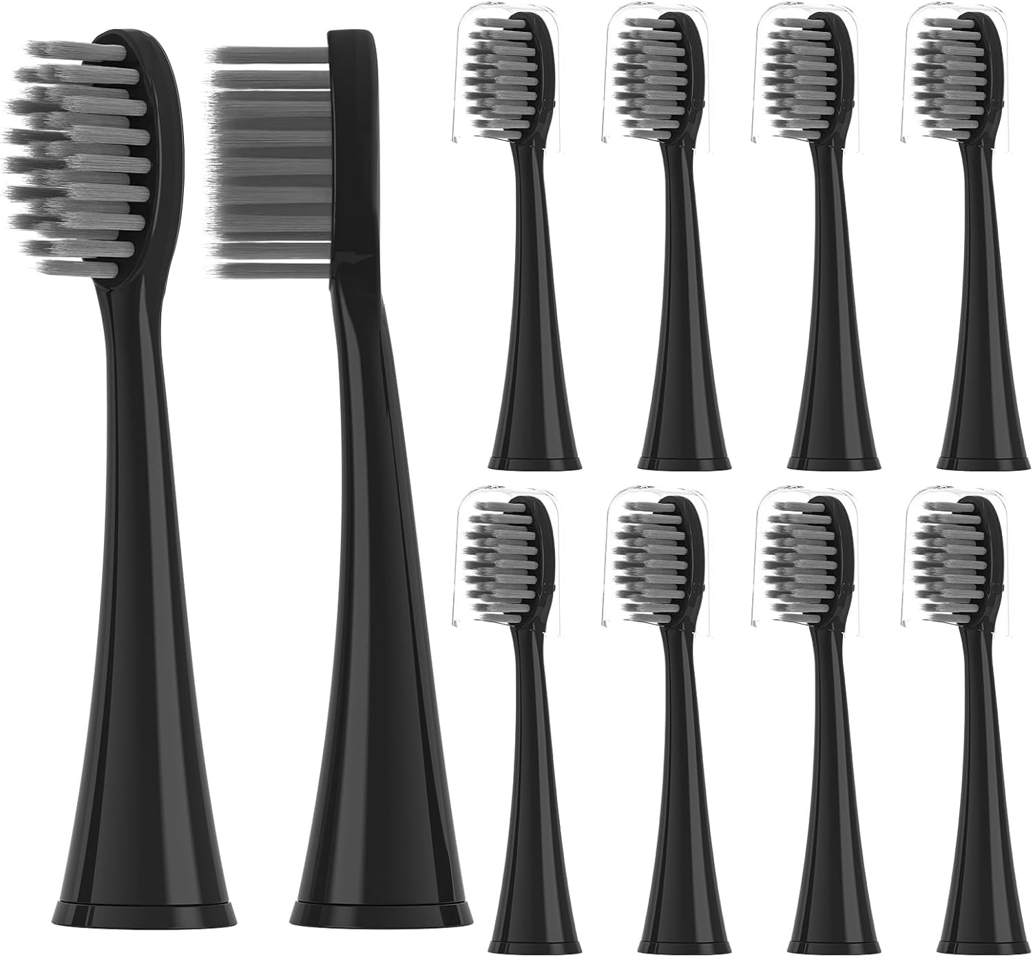 Toothbrush Heads Compatible with Burst Toothbrush, Replacement Heads for Burst Original/Pro Sonic Electric Toothbrush?10 Black? Black 10 Count (Pack of 1)