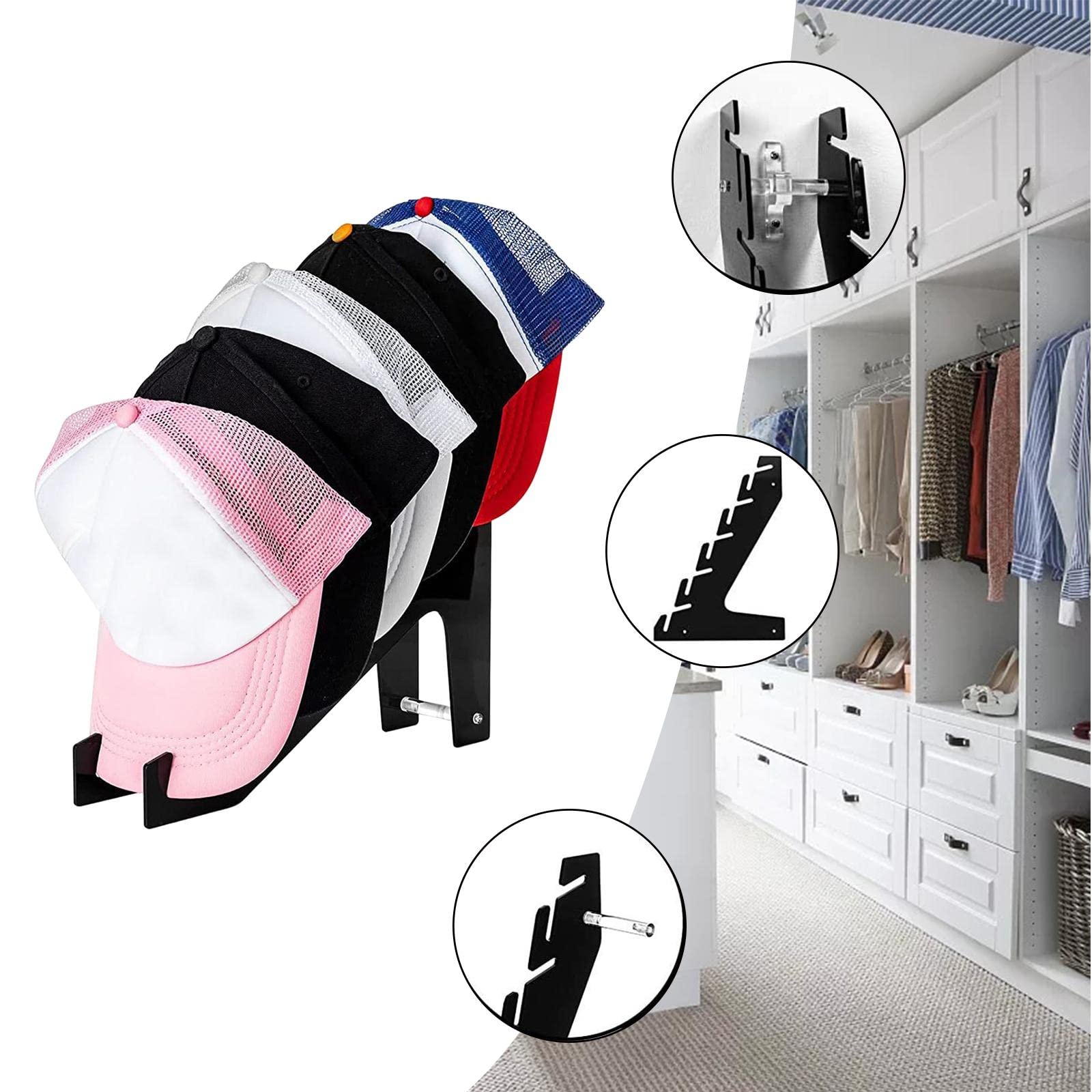 2 Ripiani Porta Cappelli con Spazio per Un Massimo di 5 Cappelli, Ideali per Comò O Armadio.