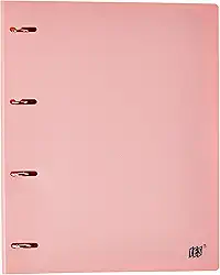 Fichário 4 Argolas A4, YES, R4EABCROS, Tons Pastel, com 96 Folhas e 5 Divisórias, Rosa