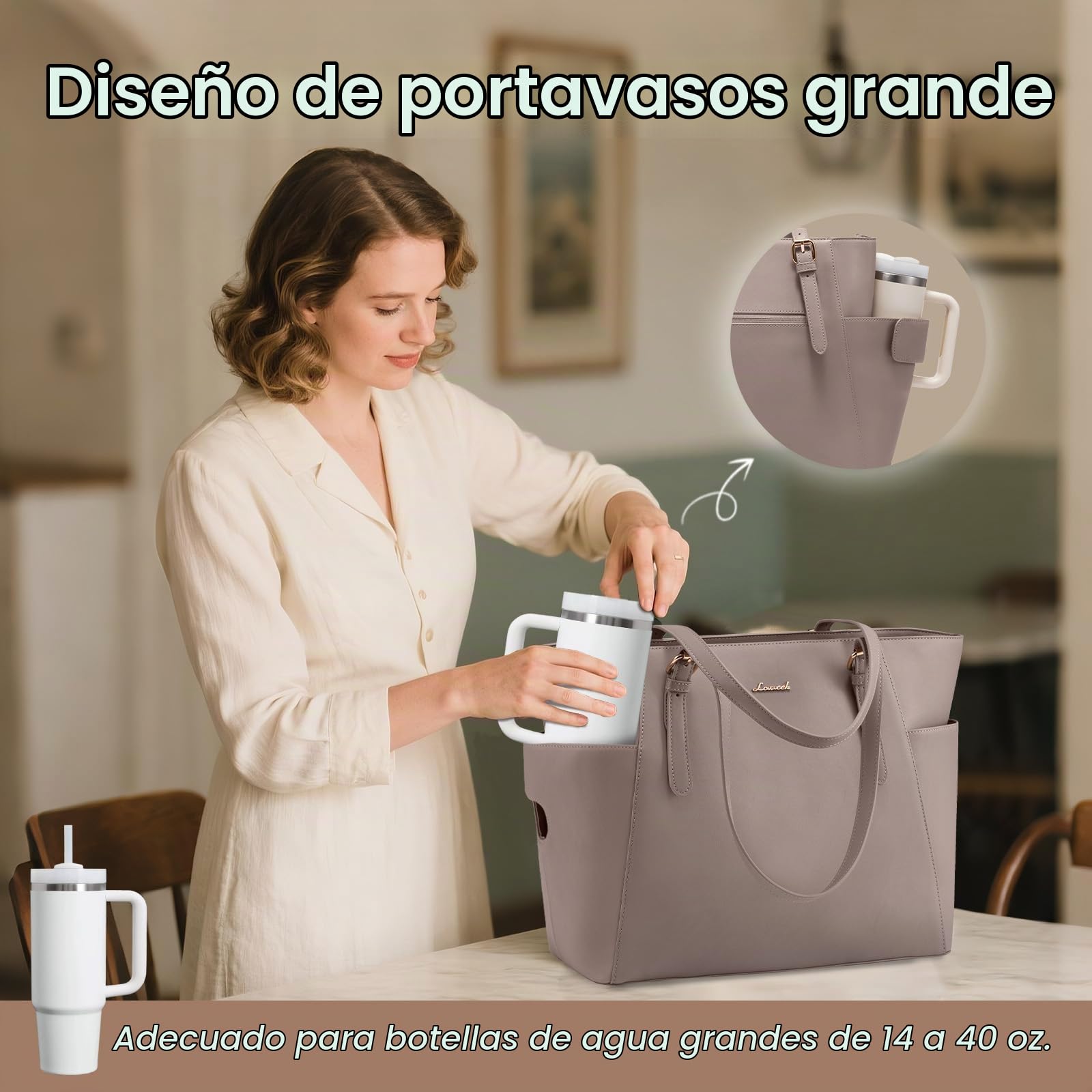 LOVEVOOK Bolso de mano grande para mujer, de piel sintética, para ordenador