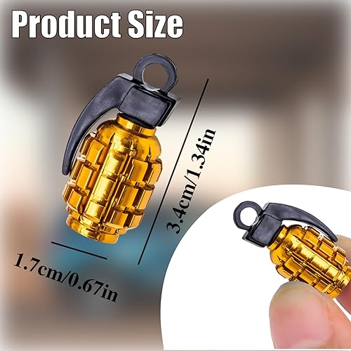 Miniatura 3 de 4 tapas de válvula de neumático estilo granada, tapas de válvula de neumático de acero inoxidable para automóviles, camiones, SUV, motocicletas,