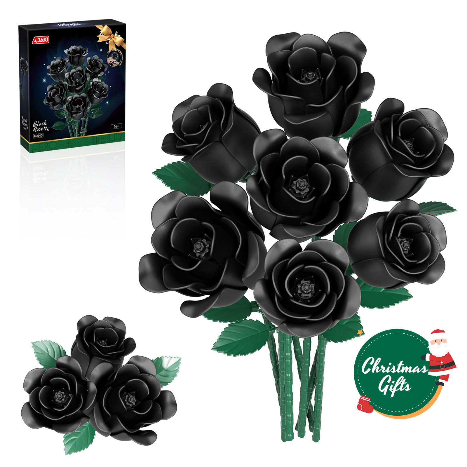 Photo 1 of BlockverseXion Black Rose Bouquet Building Set, 7 Pcs