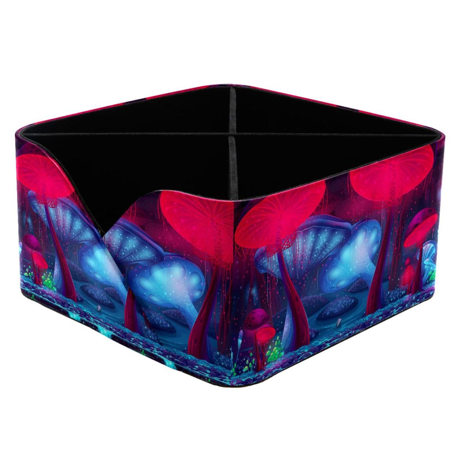 KengjuTesu Magic Mushroom Hollow Desktop Organizer Pen Holder, Rectangular Pencil Cup for Office, Study and Makeup Stations