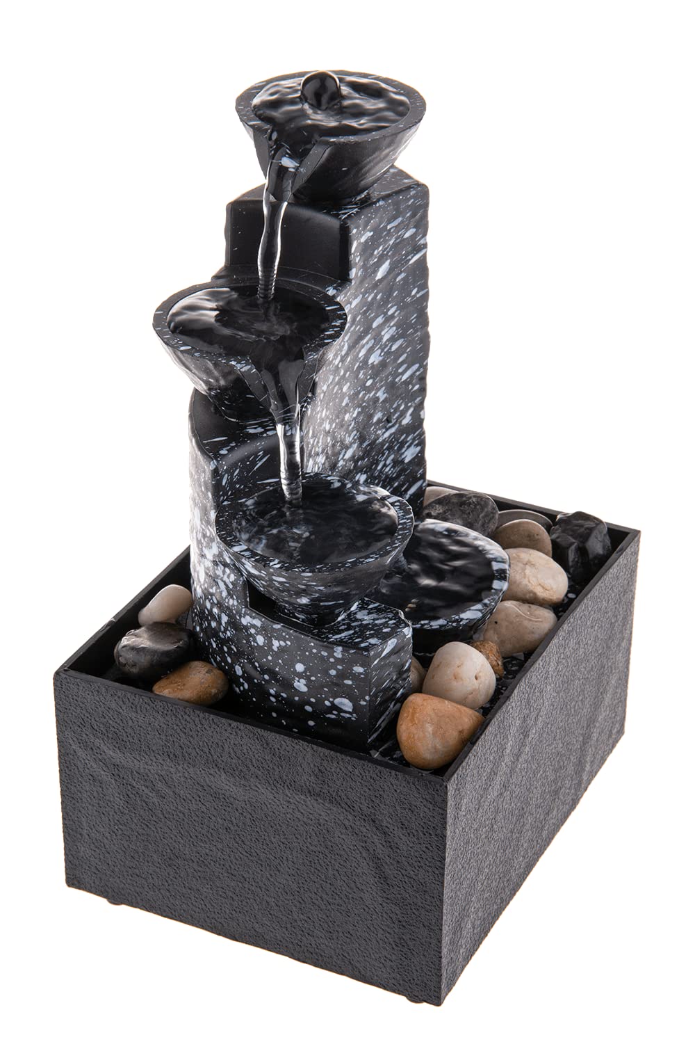 Out of the blue Zimmerbrunnen mit Dekosteinen, ca. 17 x 9 x 11 cm, mit USB Kabel, L: 1m, aus Polystone