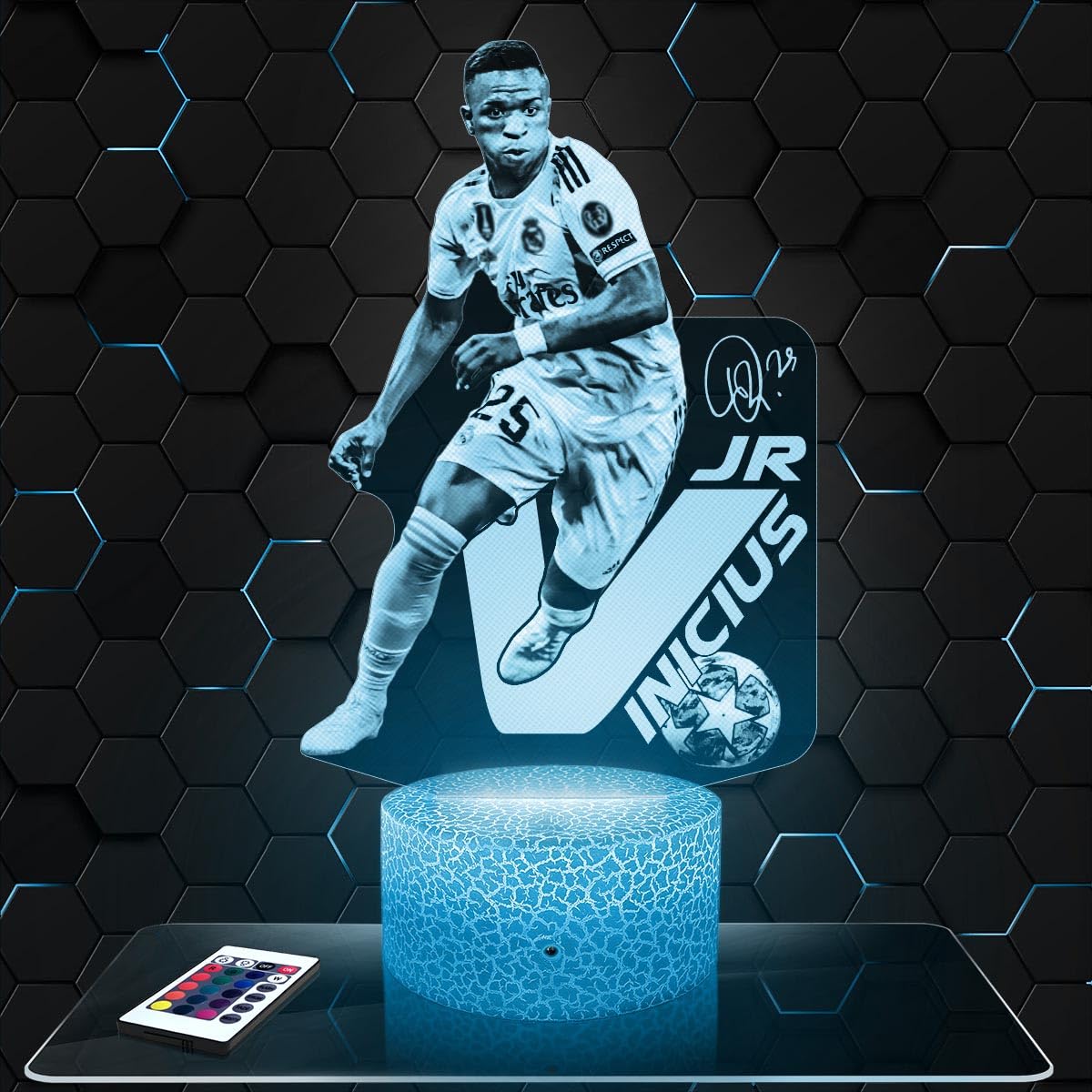 Lampephoto.fr - V. Junior Fußball 3D Lampe, Touch Nachtlicht, deko Fußballer, Geschenkidee Mann objekt V. Junior Fußball Nachtlicht Erwachsene deko Zimmer, 3D Led Illusion TOP