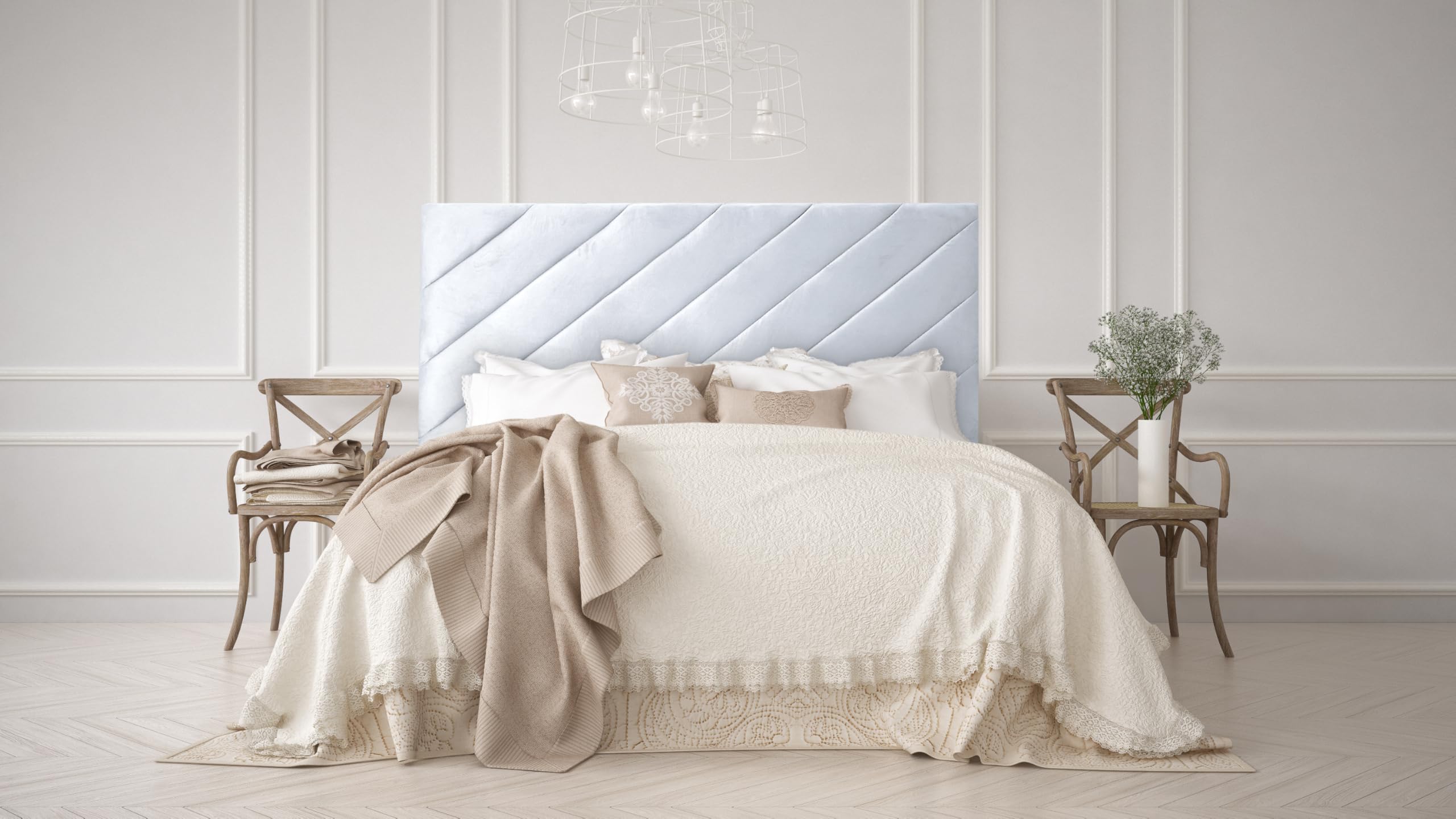 Sophia Plush Velvet 24" 3FT-4FT-4FT6-5FT-6FT (White, 3FT Single)