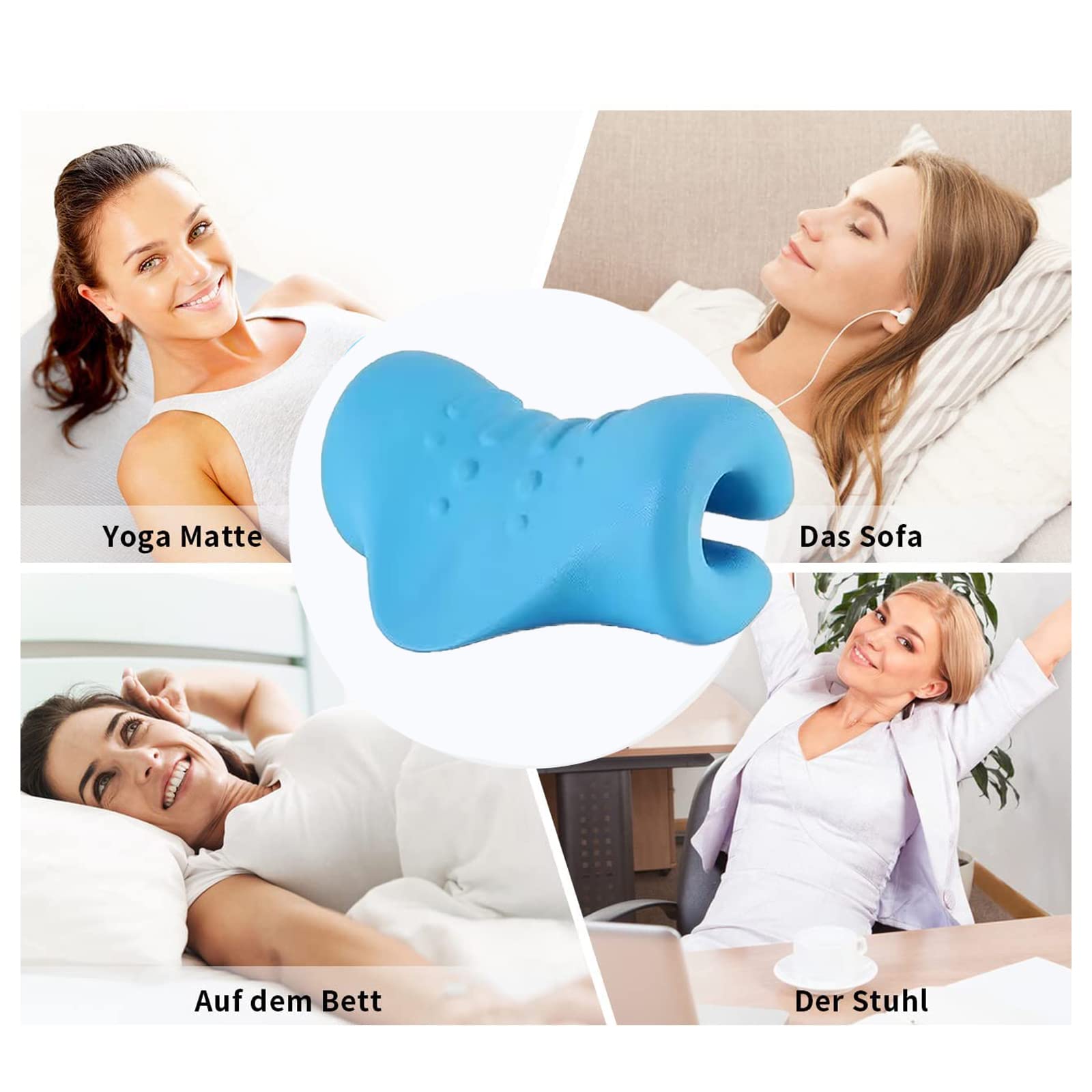 Oreiller De Traction Cervicale Relax du Cou Et des Épaules Nouveau Coussin Cervical Bleu Coussin Traction cervicales Appareil de Traction cervicale pour Les Douleurs Articulaires