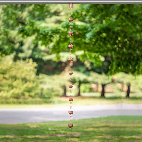 Miniatura 8 de Adaptador de canalón de cobre con clip de cadena de lluvia para campanas decorativas, tazas y campanas sirve como instalador de cadena de lluvia de