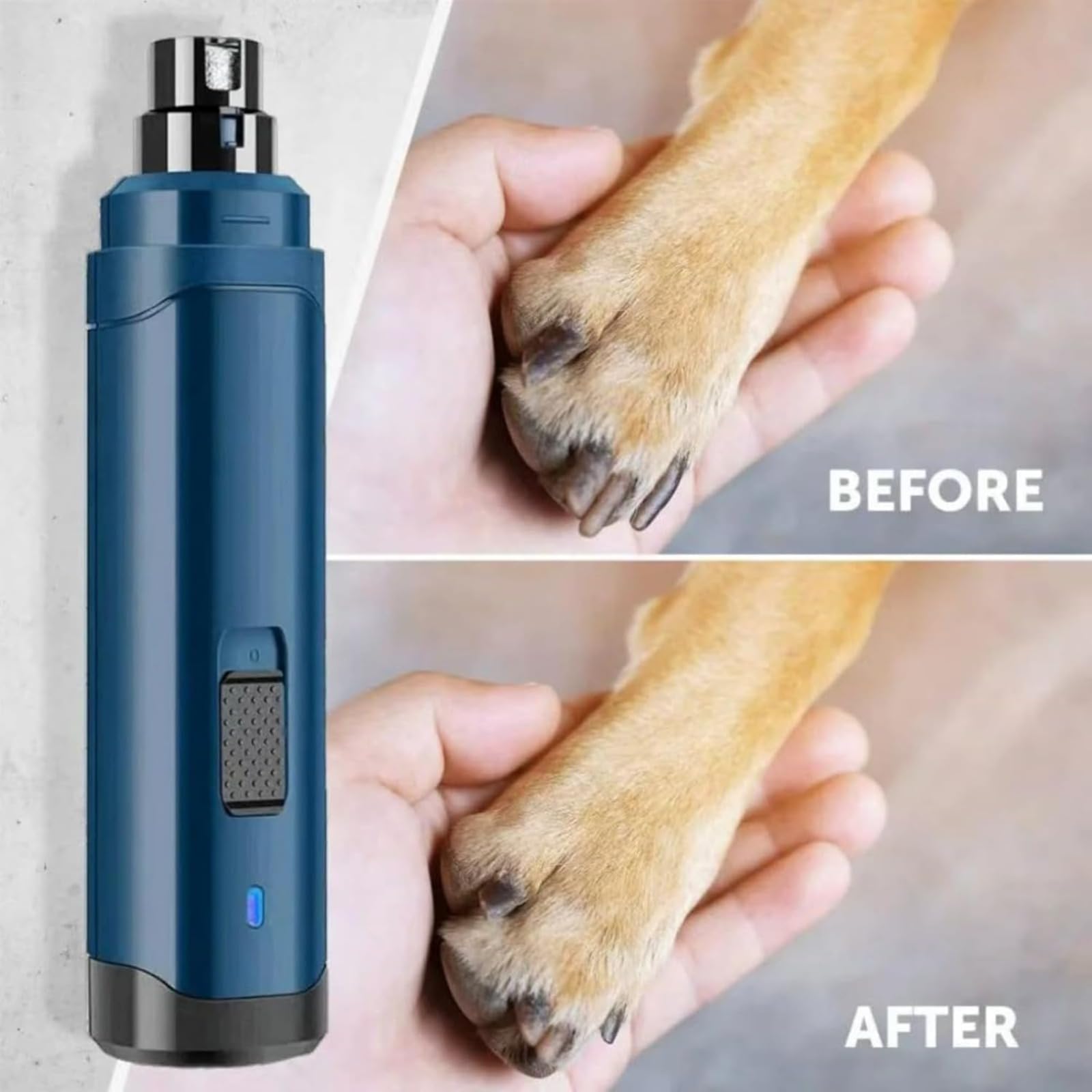 Molinillo de uñas recargable para mascotas, carga USB, bajo ruido, 2 velocidades, luz LED, lima eléctrica de uñas para perros, gatos, mascotas grandes y pequeñas