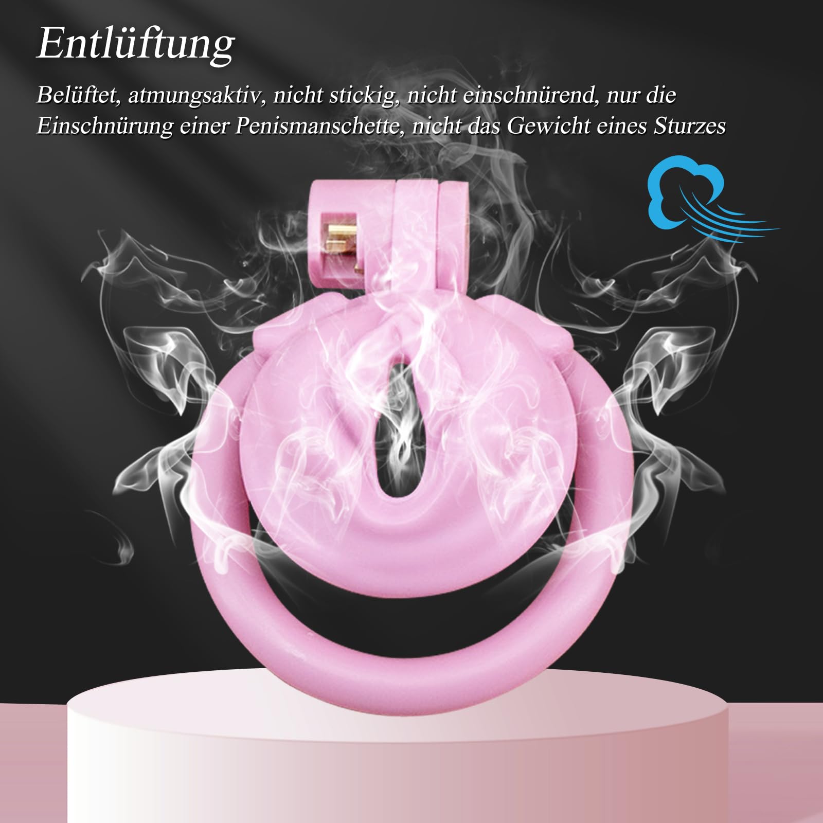 BDSMJOY Chastity cage con 4 Cock rings, Forma delle labbra cock cage per sissy, Gabbia di castità per pene piccolo, gabbia castità per uomo, gabbietta di castità per uomo (Rosa)