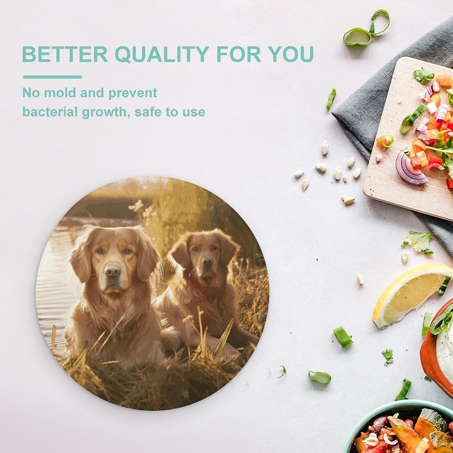 Two Golden Retrievers Tempered Glass Cutting Boards for Kitchen image 5