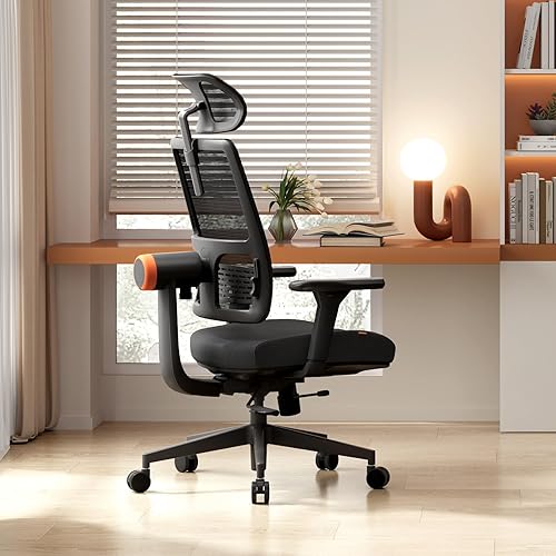 Miniatura 2 de Newtral Silla ergonómica de oficina en casa, silla de escritorio de respaldo alto con soporte lumbar adaptativo único, reposacabezas ajustable,