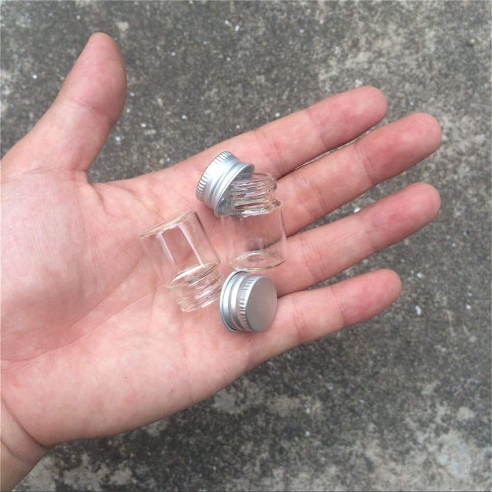 100units 5ml Mini Jars Crafts Glass Bottles with Aluminium Cap Liquid Pill Powder Ornament Bottles Empty Glass Vials Jars (100, 5ml)