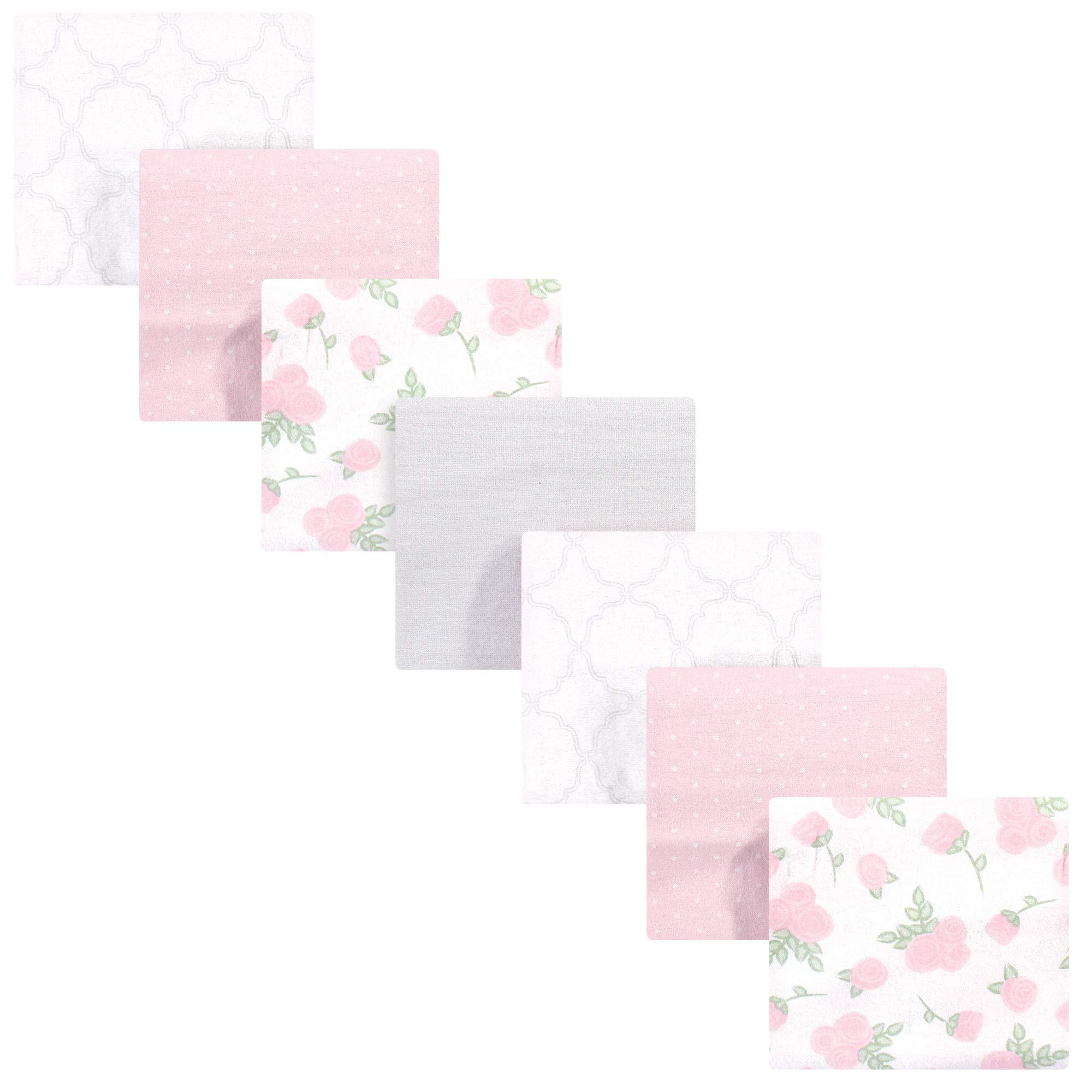 Hudson Baby Unisex Baby Cotton Flannel Receiving Blankets Bundle, Pink Rose, One Size