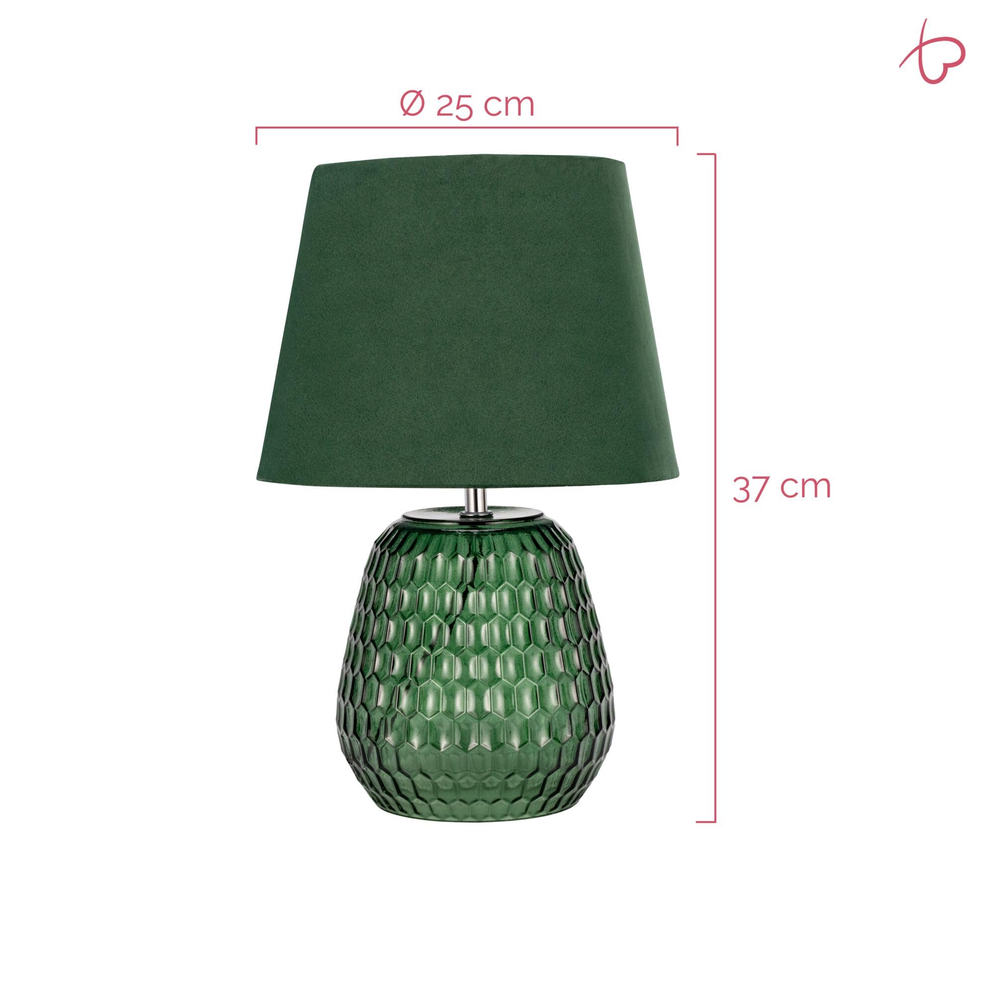 Pauleen Crystal Velours 48157 Paralume Velluto Lampada da Tavolo Max. 40W E14 Verde 230V Vetro/Tessuto