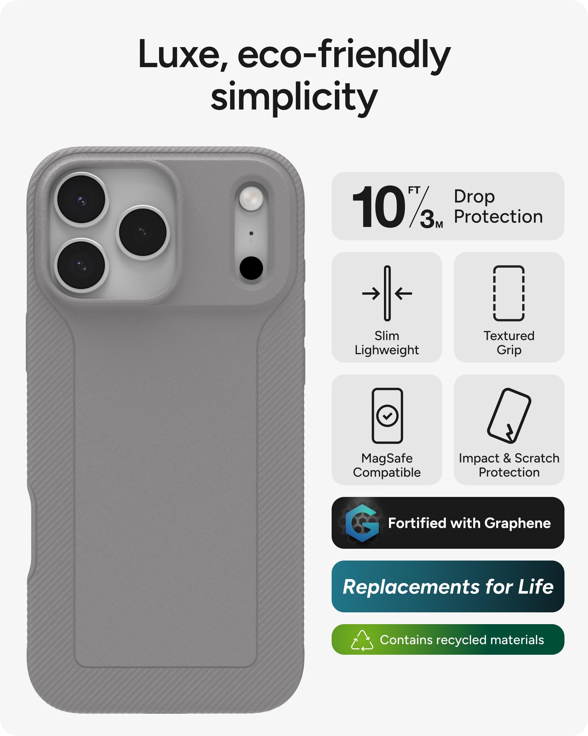 Amazon.com: ZAGG Luxe Snap Phone Case for iPhone 17 Pro Max - Gray