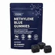 Methylene Blue Gummies 5mg for Cognitive Support, 60 Gummies | Blue Raspberry Flavor Gummies To Support Mental Clarity with NAC, PQQ, Vitamin B2 & B3, Vegan, Caffeine-Free