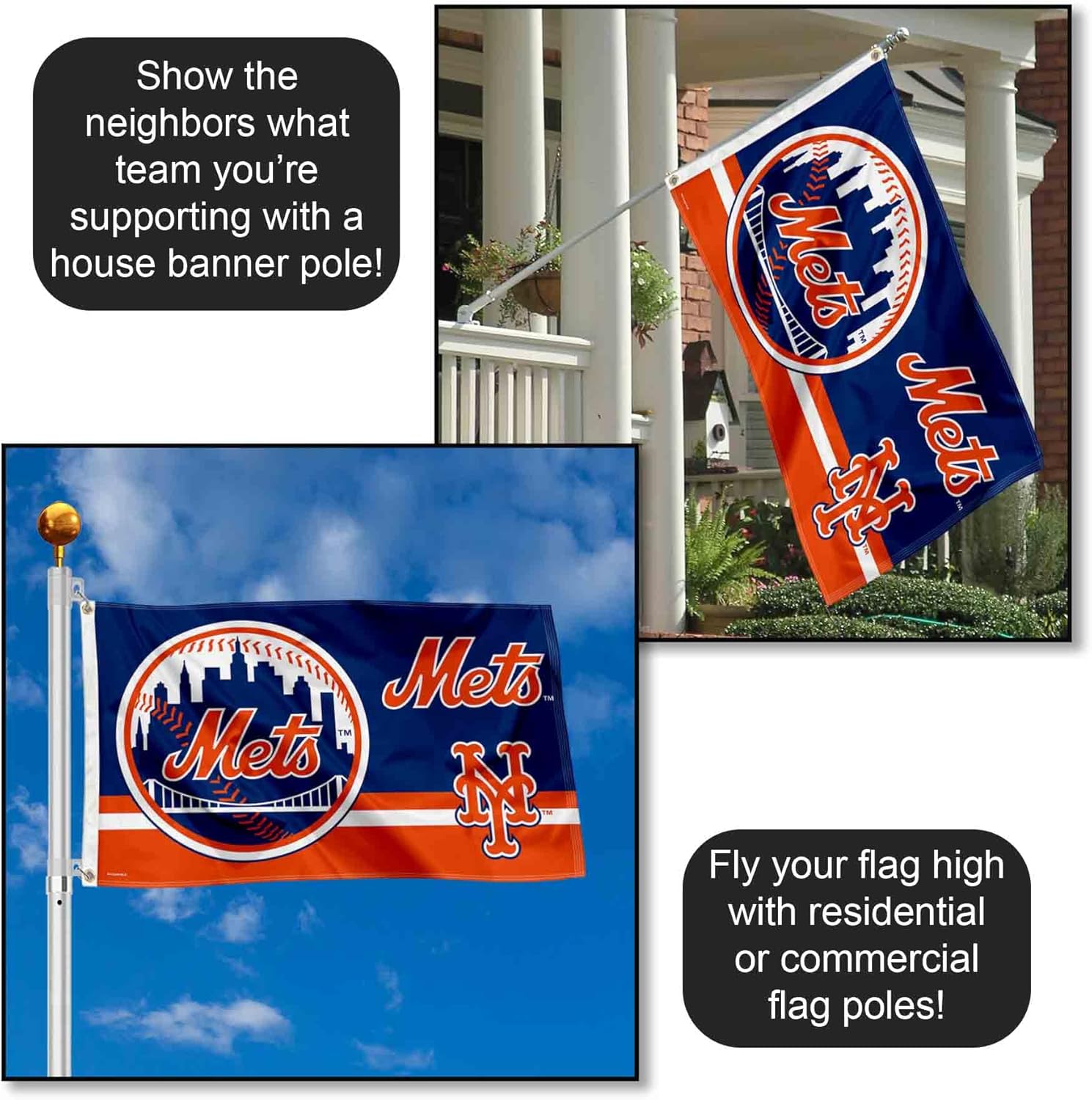 WinCraft New York Mets Logo Insignia 3x5 Foot Grommet Banner Flag - Image 3