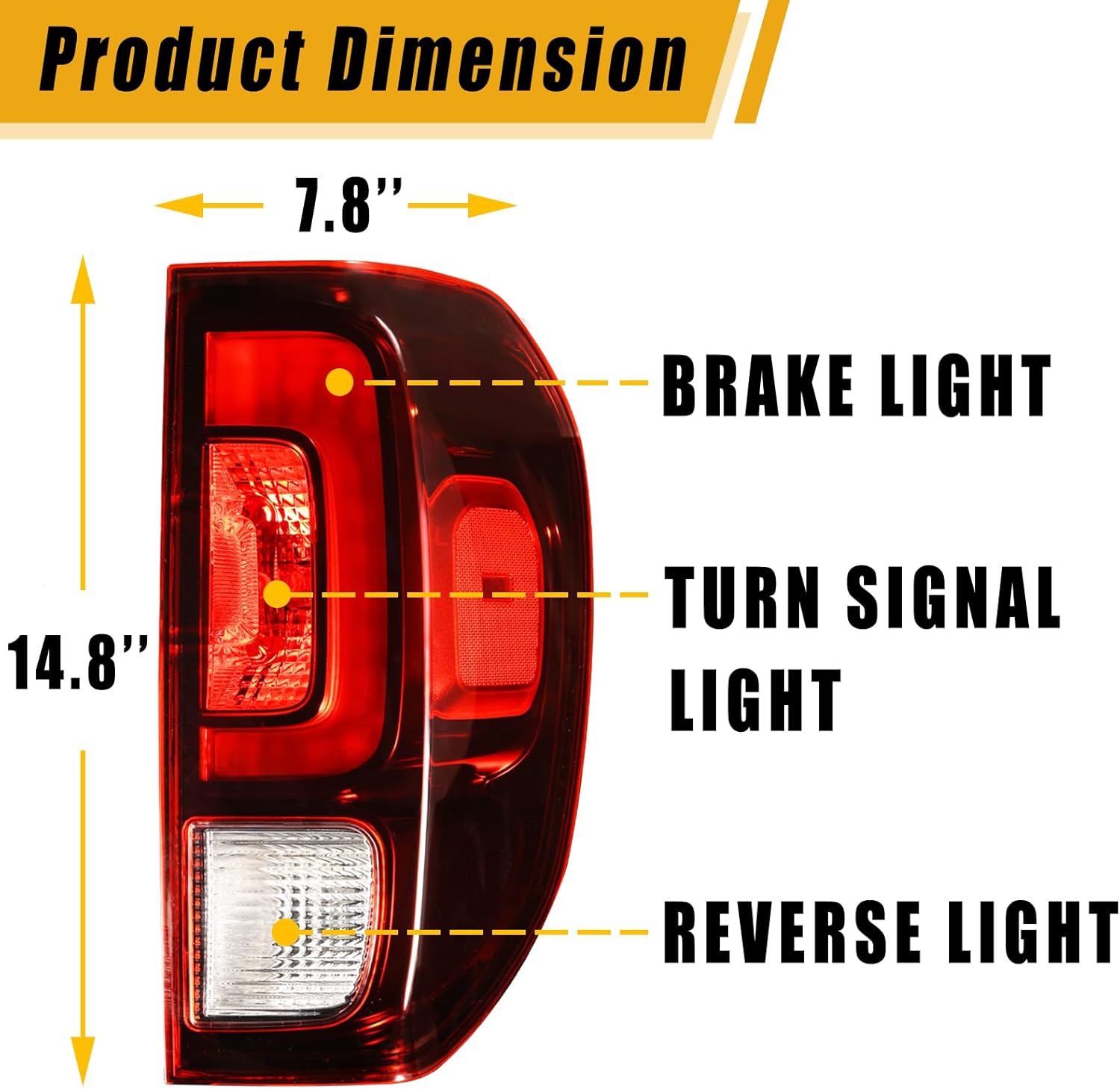 Boine Tail Light Compatible With 2017 2018 2019 2020 2021 2022 2023 Honda Ridgeline Rear Light Brake Lamps Replace 33550-T6Z-A03 (Left Driver Side)