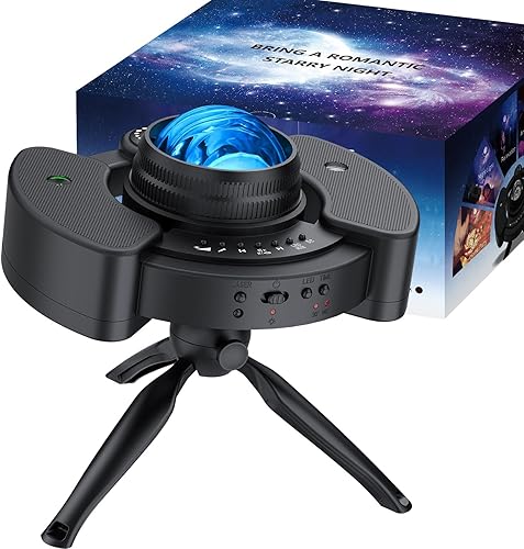 Proyector Aurora Boreal con Altavoz Bluetooth, Proyector de Estrellas y Galaxias, Rotación 360°, Conexión Móvil y Área d