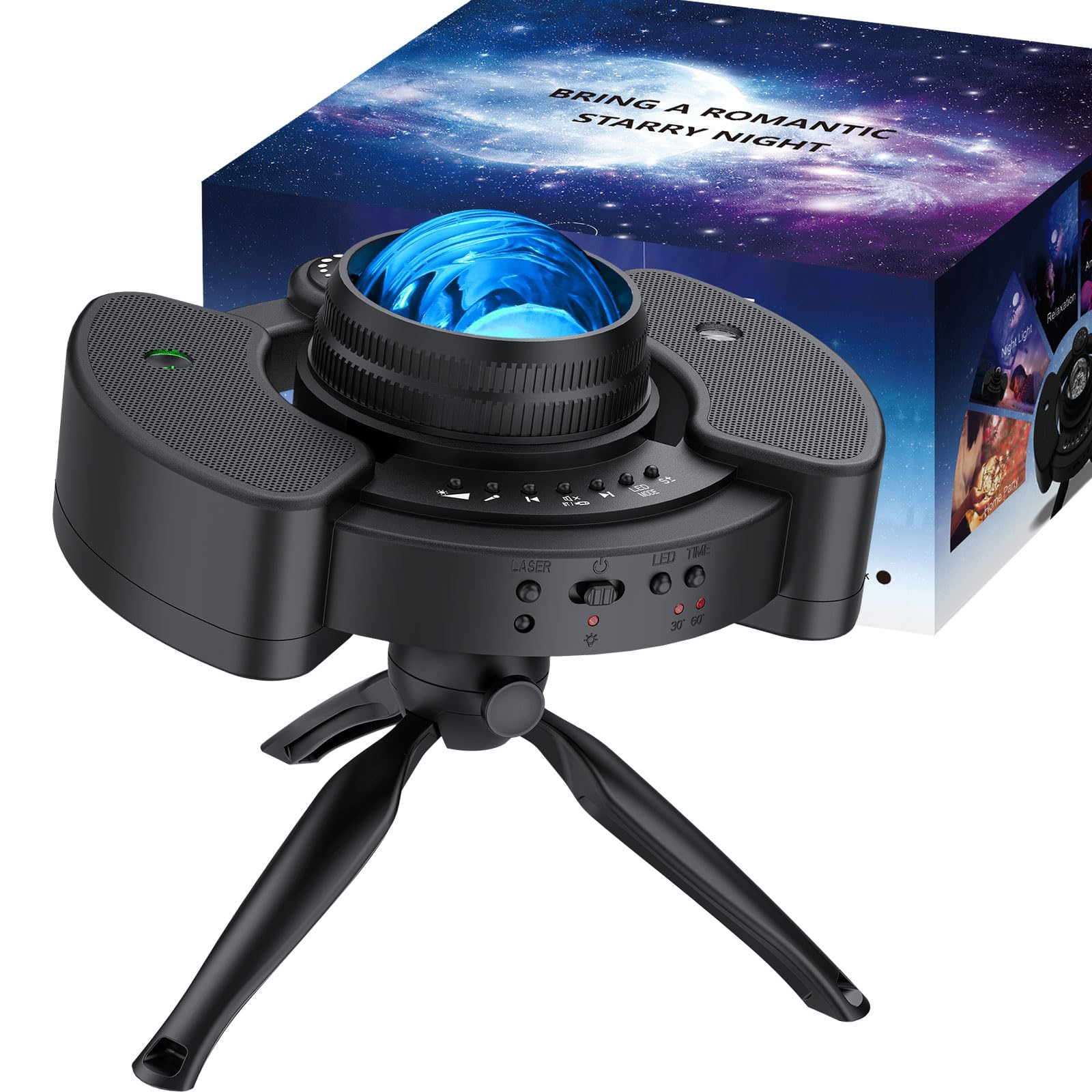 YGiTK Proyector Aurora Boreal con Altavoz Bluetooth, Proyector de Estrellas y Galaxias, Rotación 360°, Conexión Móvil y Área de Proyección Amplia para Adultos/Niños - Regalo Ideal