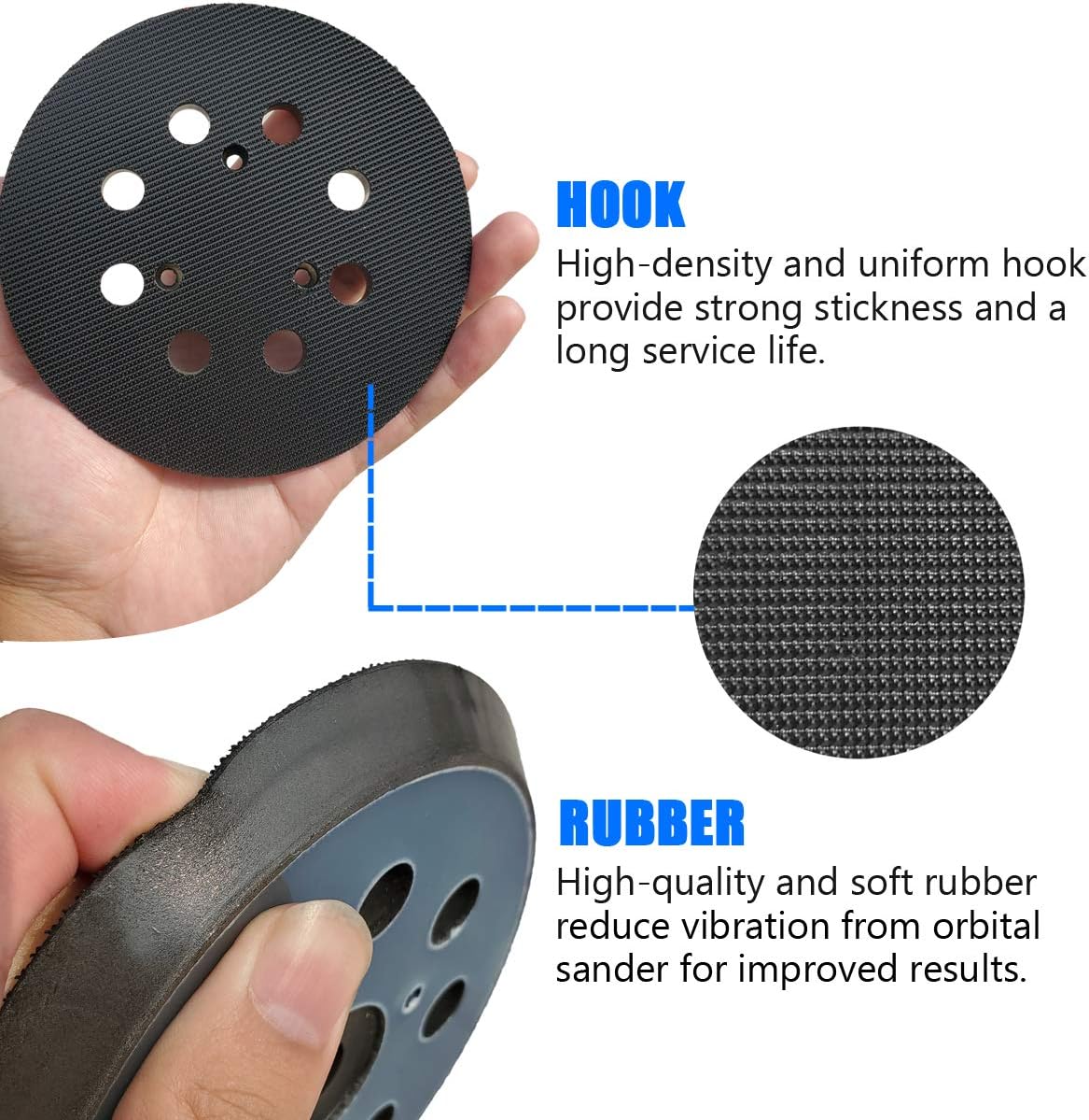 5 inch 8 Hole Hook and Loop Replacement Sander Pad for DeWalt DW420, DW421, Dw423, DW426, D26451, D26453 Orbital Sander