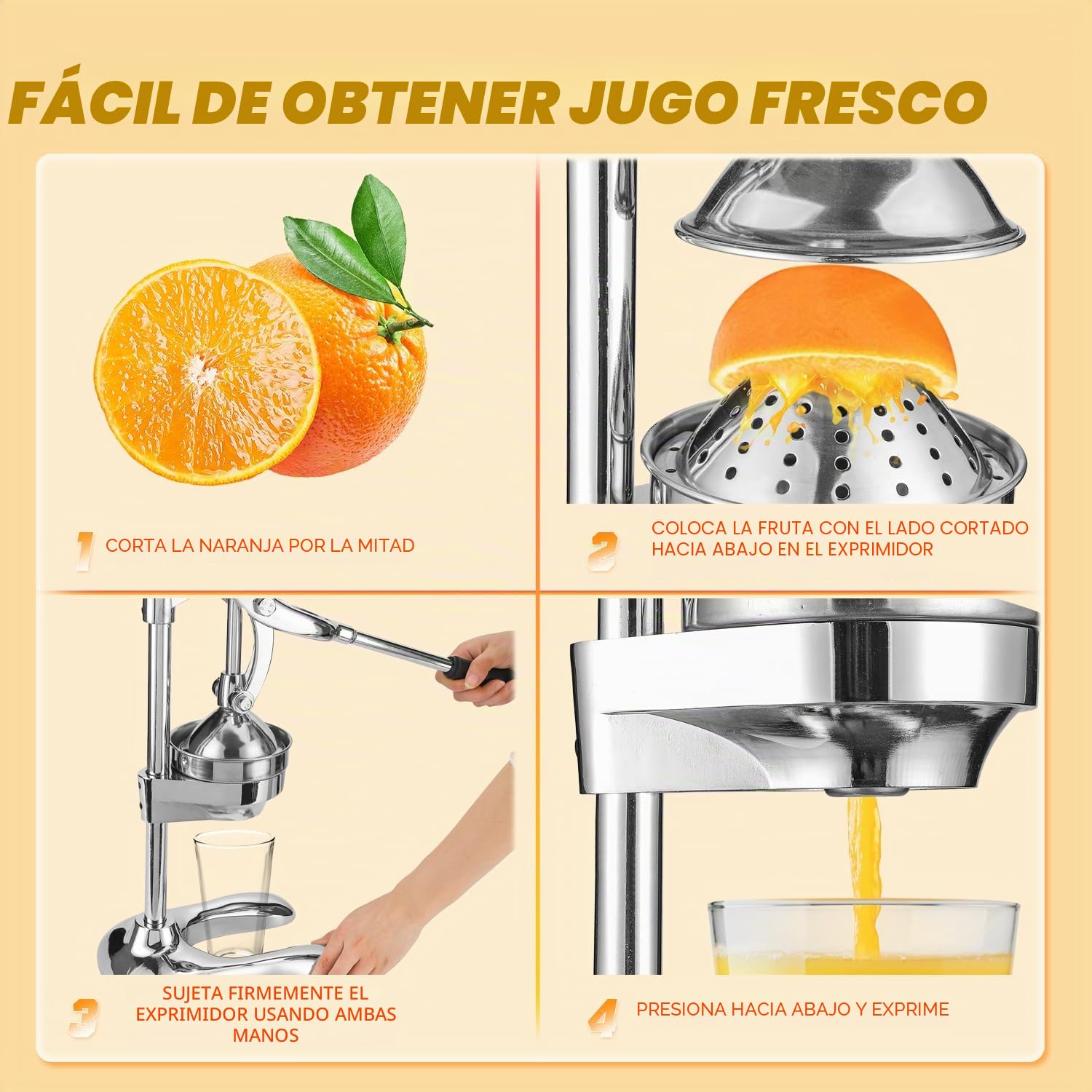 Exprimidor De Cítricos Manual Comercial De Doble Modo Moongiantgo, Prensa Ergonómica Para Naranjas, Limones Y Sandías