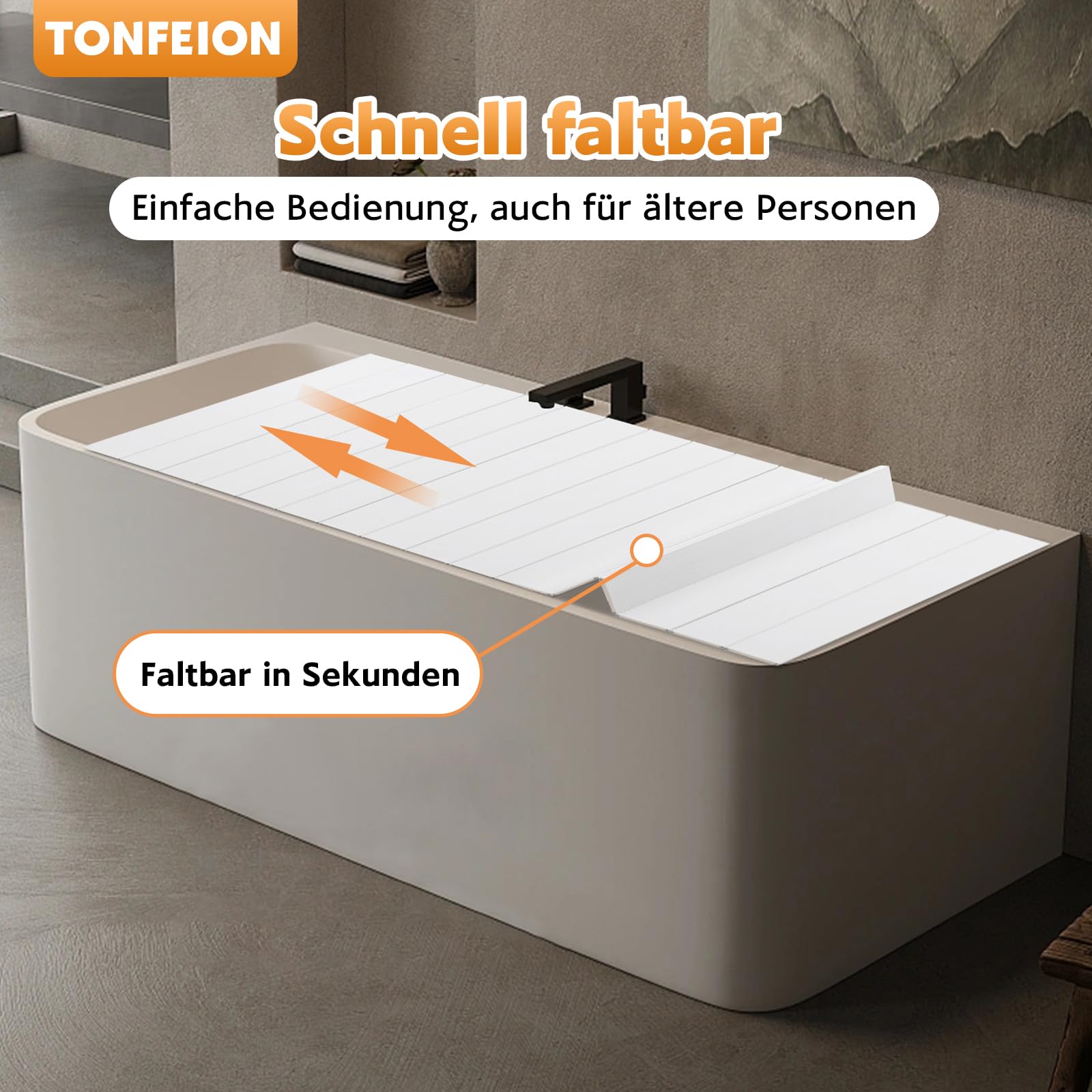 Badewannenabdeckung 170x70cm, Faltbare Badewannenabdeckungen, Badewannen Zubehör, Badewannenbrett, PVC Badewannen Abdeckung, Staubdicht/Wasserdicht für Haus Badewannen Badezimmer SPA Weiß