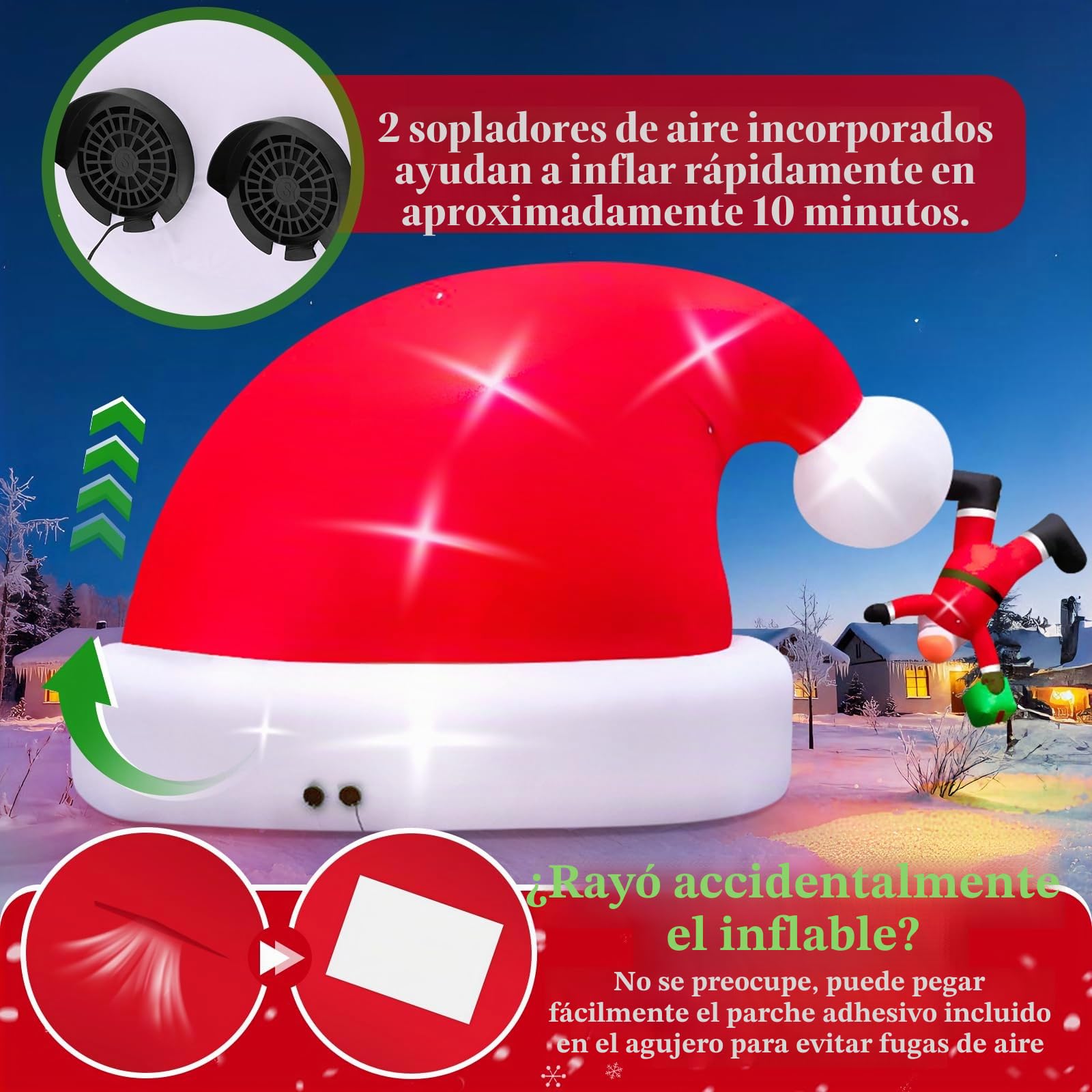 Kalolary Decoración navideña Hinchable con iluminación LED – Figura navideña Grande para Interior y Exterior, decoración navideña para jardín y casa