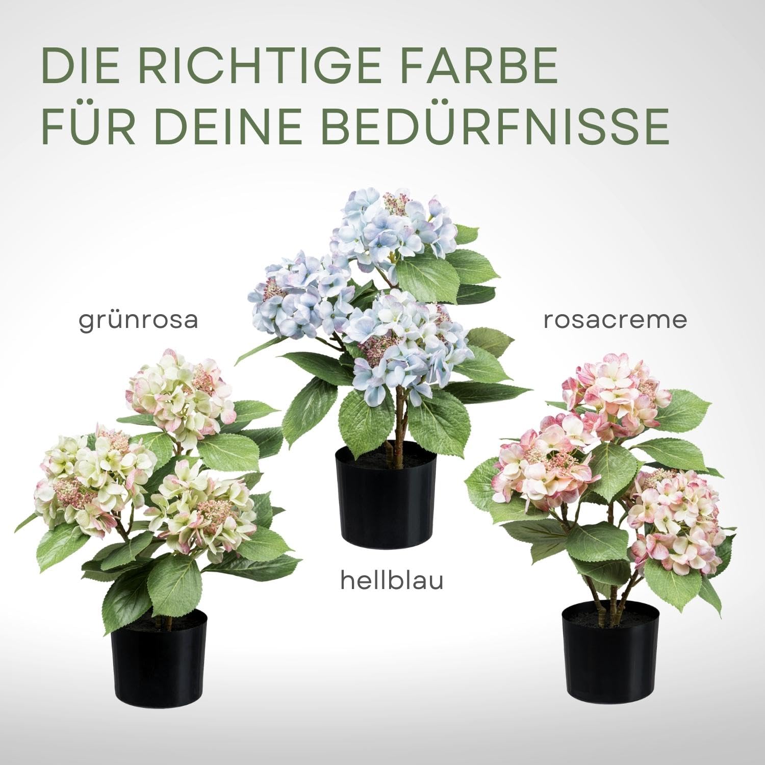 Amazon.de: CREATIV green Hortensien Kunstblumen im Topf in rosa-Creme 53cm  I knstliche Hortensien mit naturgetreuen Blten I Pflegeleichte  Kunstpflanze im Kunststoff-Topf 12,5x11,5cm I stilvolle Kunstpflanzen
