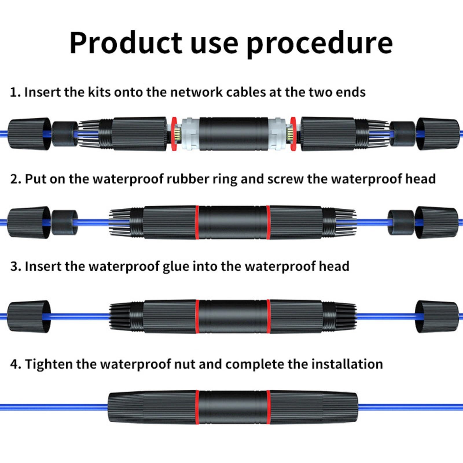 5Pcs Waterproof RJ45 Connector, IP67 Cat6/Cat5E/Cat5 Coupler Shielded for Outdoor Ethernet LAN Cable Extender