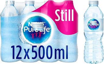 Pure-Life Still Spring Water, 500ml Bottles Pack of 12, Natural Mineral Drinking Water, Zero Calories, 100% Recyclable