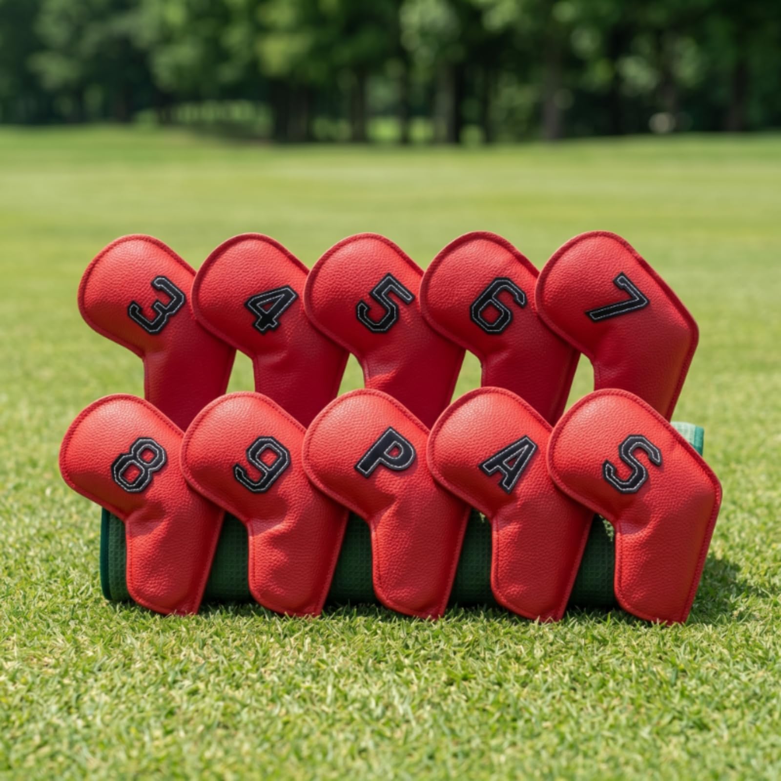 Golf Schlägerhauben Eisenhauben Headcover Schlägerkopfhüllen aus PU Wasserfest Schmutzabweisend für Golfer Anfänger Fortgeschrittene, Schwarz