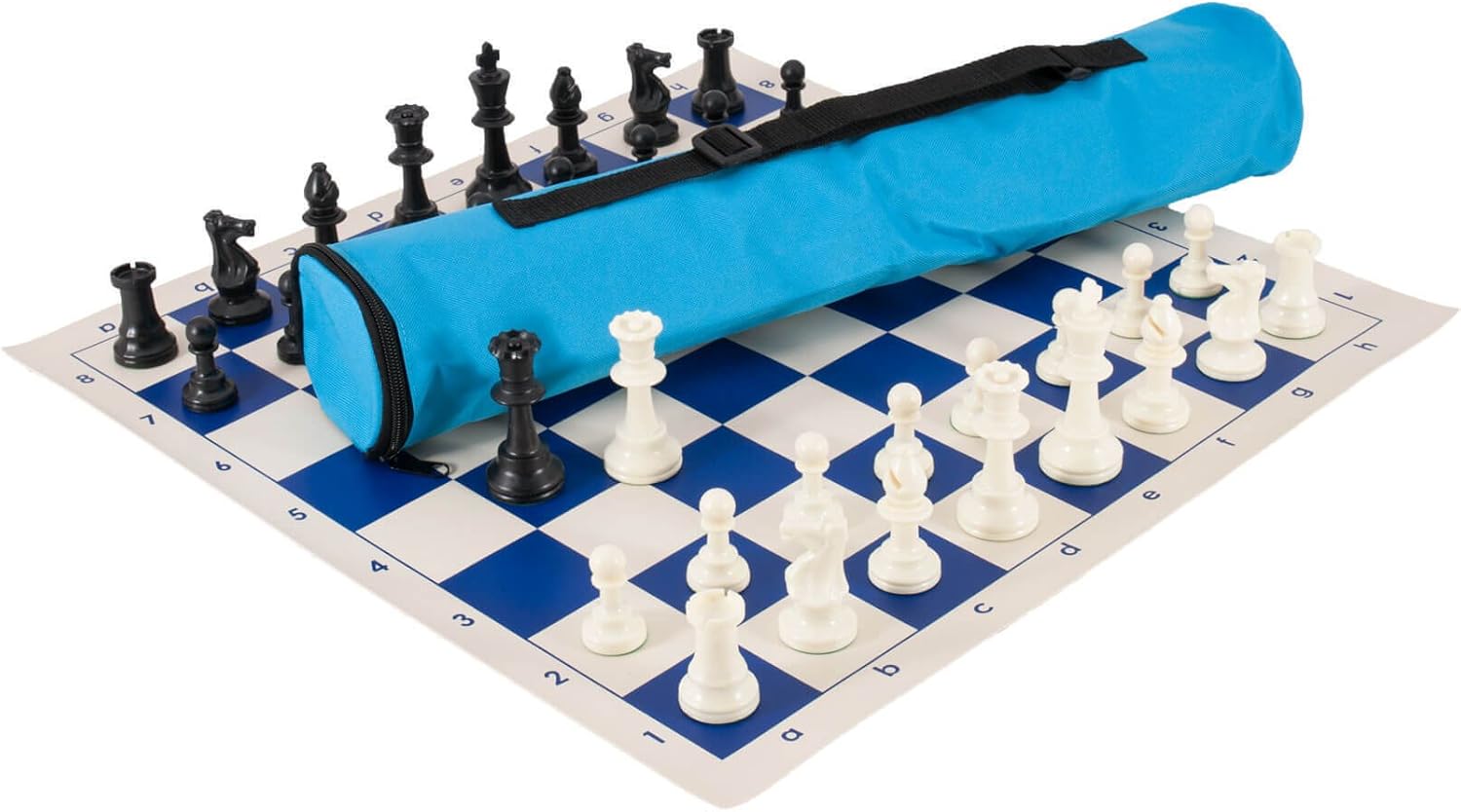 Quiver Chess Set Combination - Triple Weighted - by US Chess Federation (Neon Blue)