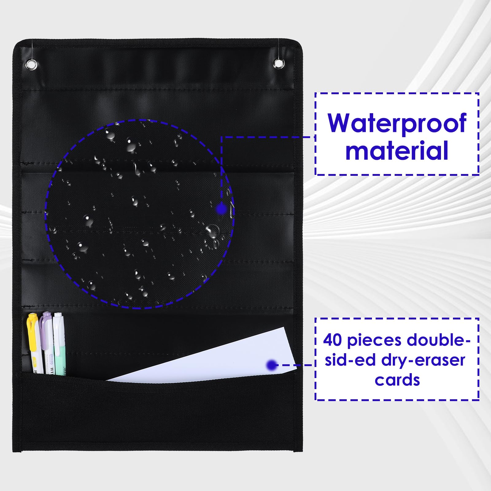 4 Pcs Magnetic Pocket Chart Standard Pocket Chart Classroom Pocket Chart with 40 Pcs Dry Erase Cards for Daily Schedule Class Demonstrations Office Home Activities, Black - Image 5