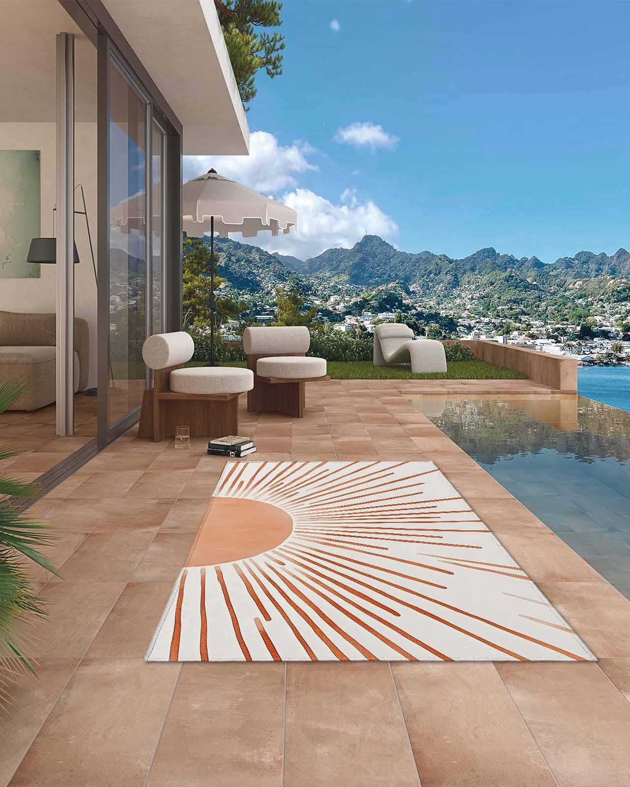 Gorurun ビーチムード モックネック Mサイズ グラデーション Amazon.com: ERUNPONLY Orange Sunshine Outdoor Rug 6x9 Ft for Patio