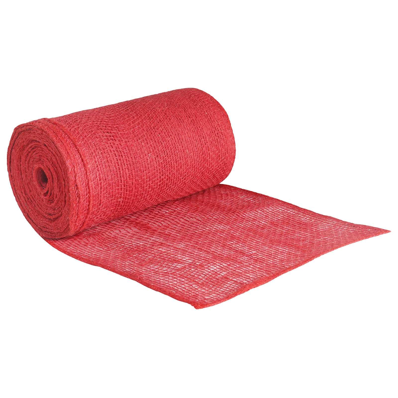 Yute rojo 25 x 5000 cm de material ecológico duradero con base beige para proyectos creativos