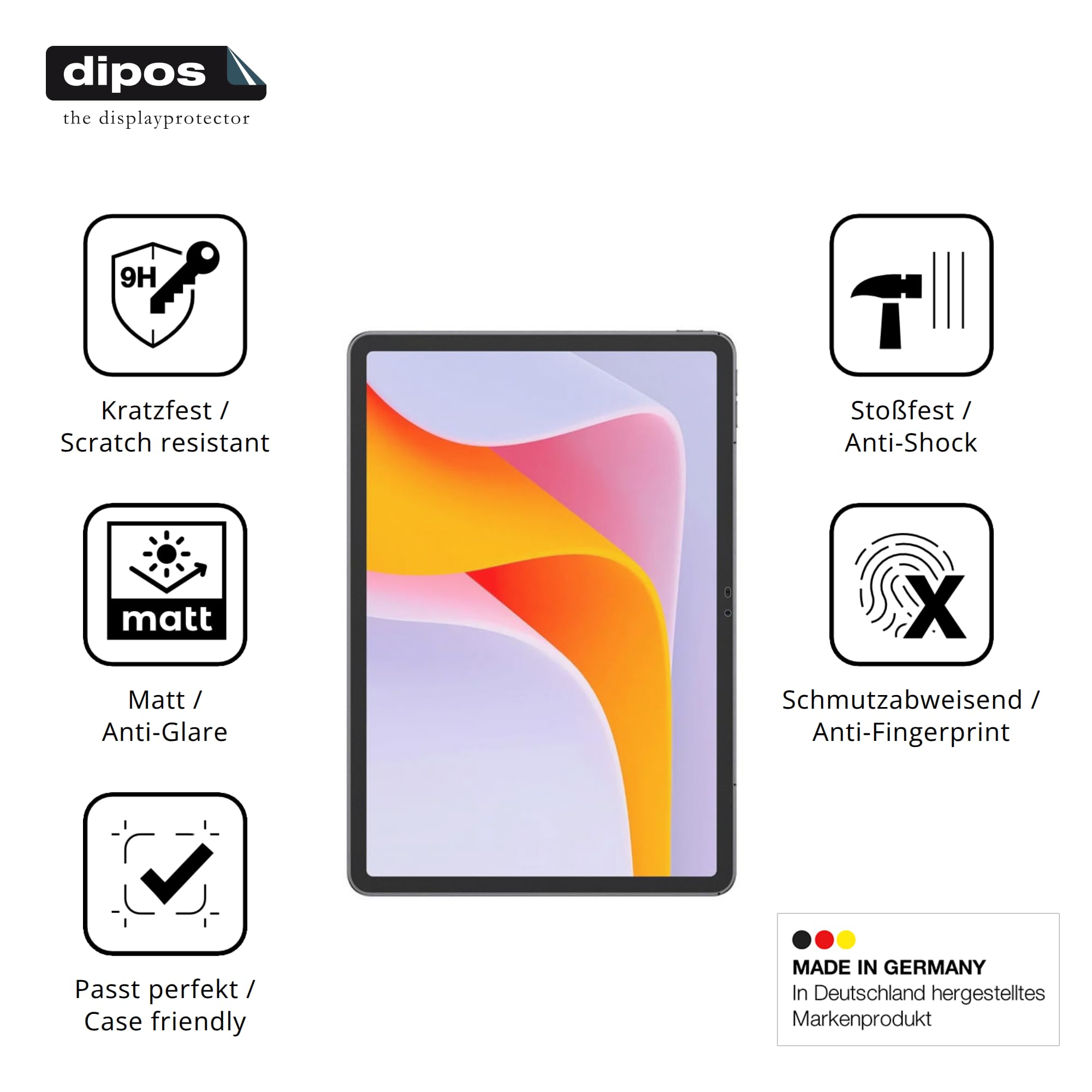 dipos 2x Pellicola Protettiva 9H opaca per Ulefone Tab A12 Pro | Antiriflesso, non si rompe e non si scheggia, non è vero vetro, Anti-Shock, antigraffio, senza bolle, autoadesiva