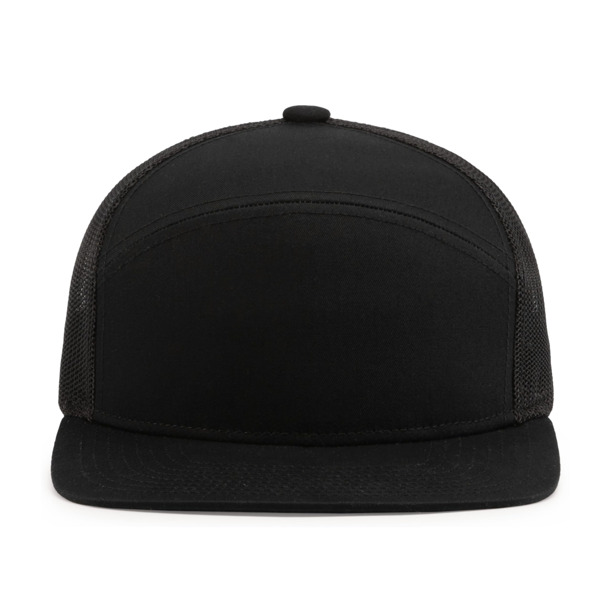 Pacific Headwear Unisex 6-panelowa czapka z daszkiem Arch Trucker Snapback, czarna, jeden rozmiar, Czarny, rozmiar uniwersalny