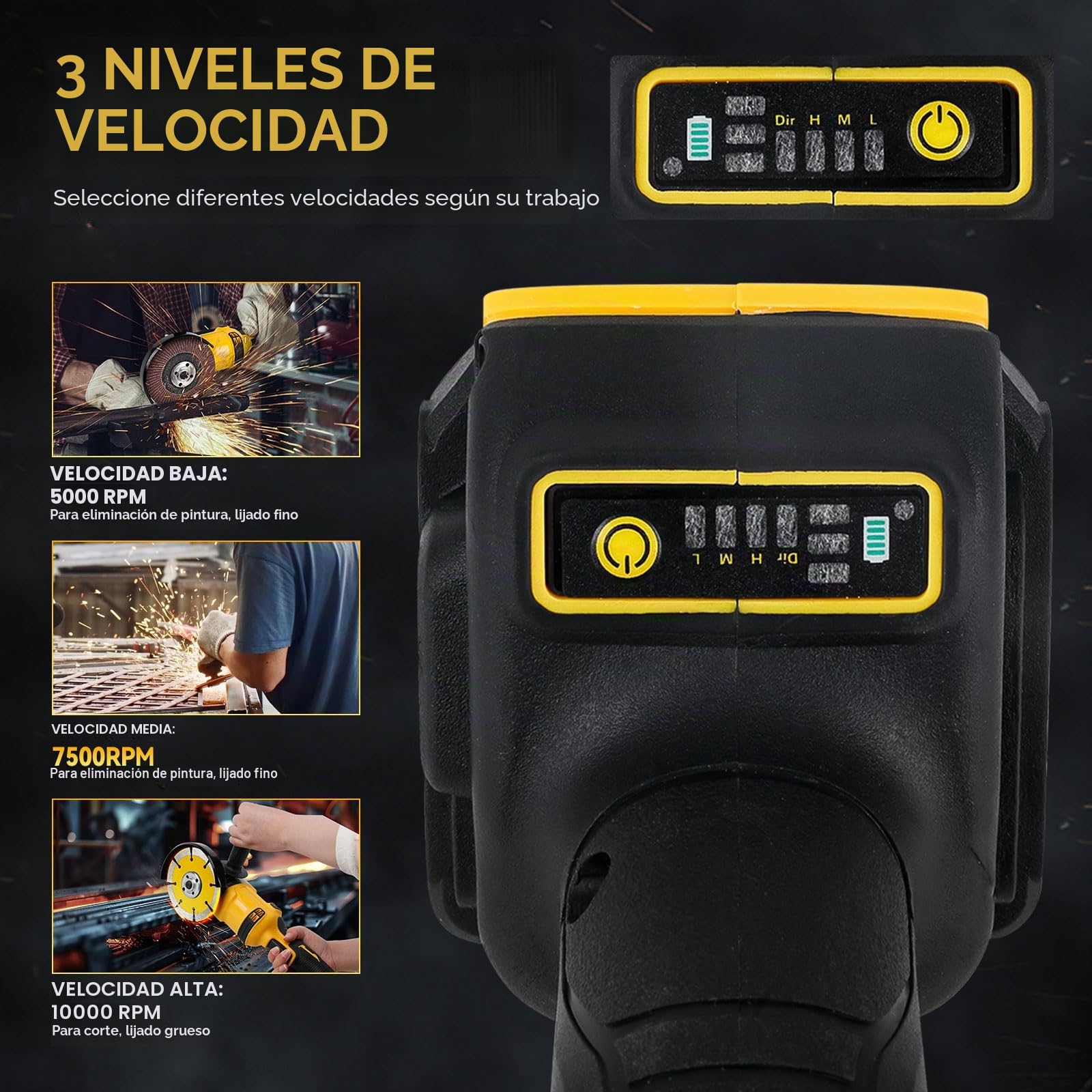 Amoladora angular inalámbrica para Dewalt, 125 mm, 10.000 rpm, herramienta de separación, amoladora eléctrica, motor sin escobillas con 6 discos de corte para cortar madera, plástico, metal pulido