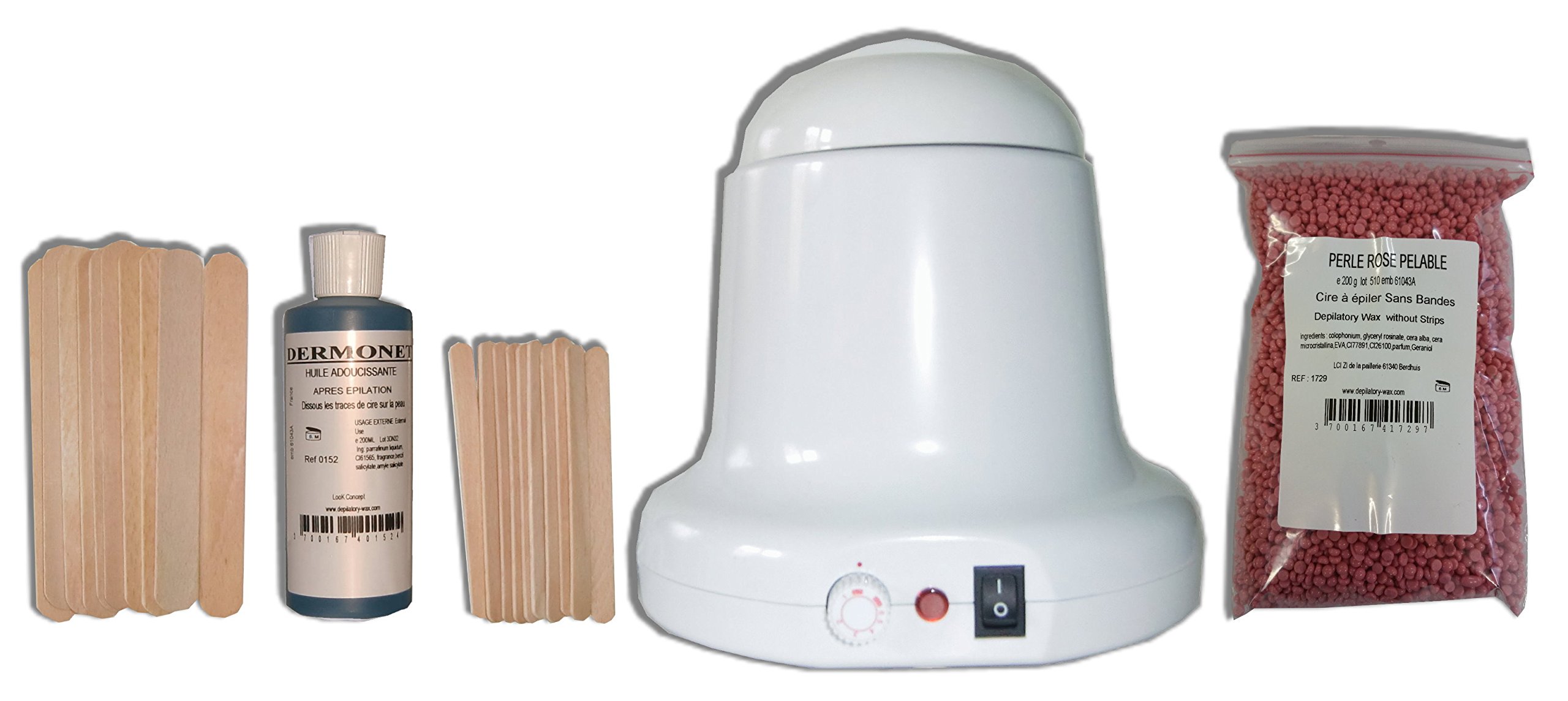 Storepil - Zestaw do depilacji wosku 400 ml Charles Ney - 200 g różowa perła woskowa, łopatka do ciała, twarz, olej po depilacji. Zestaw do usuwania włosów gotowy do użycia